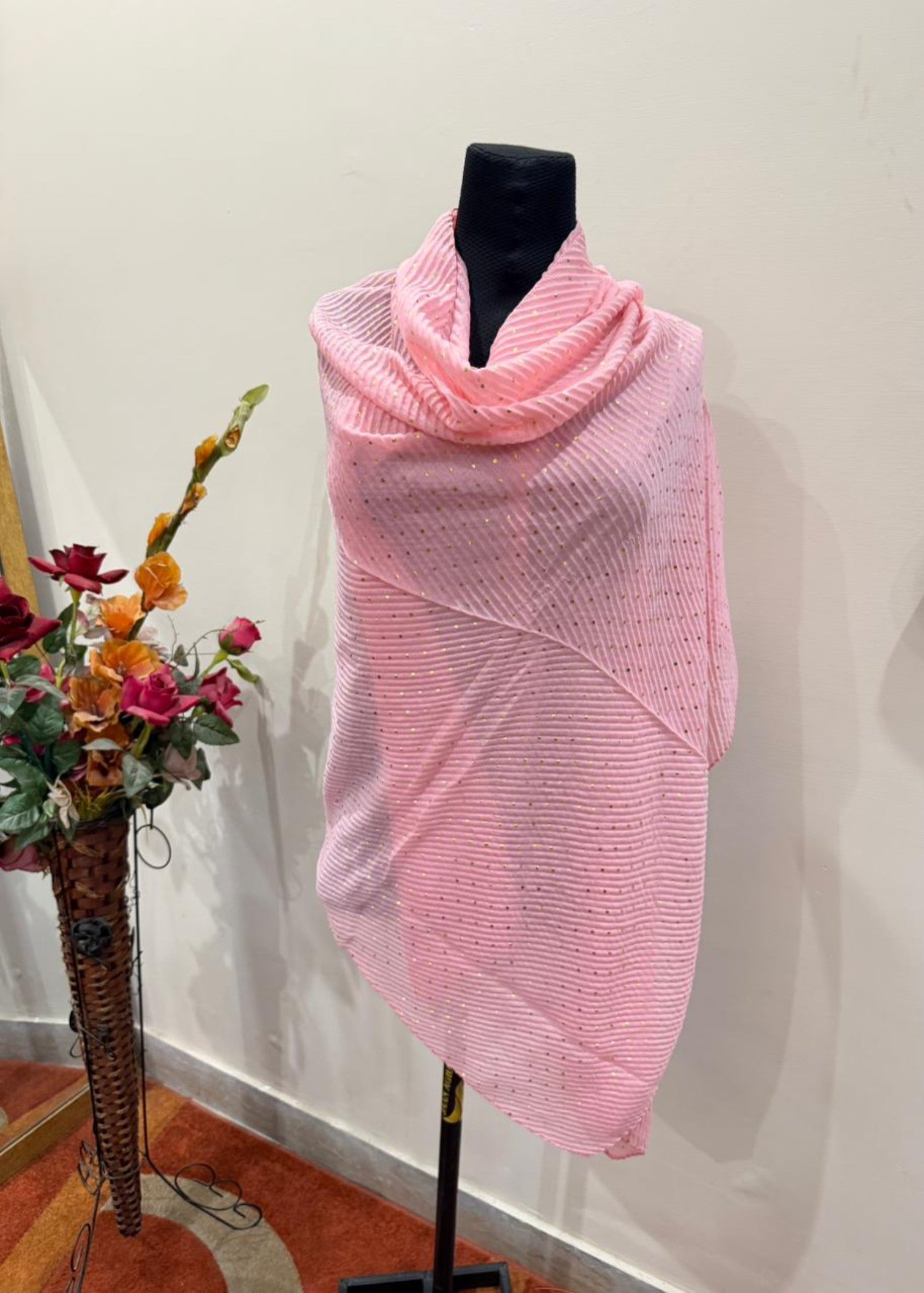 textured lawn Hijab in Cherry blossom pink