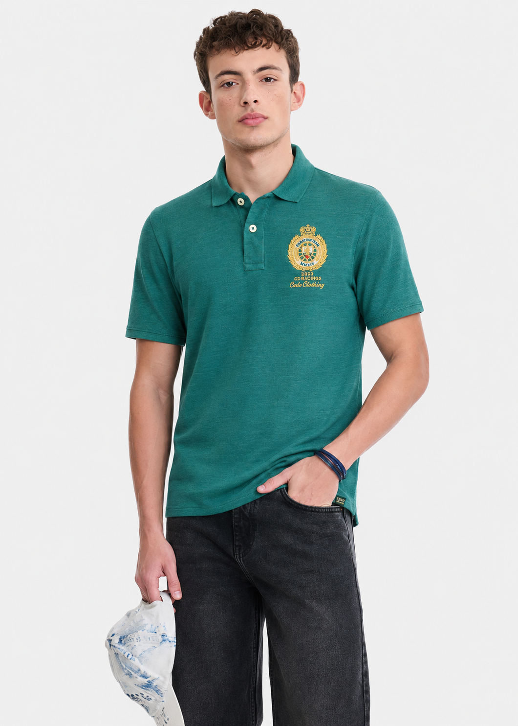 cotton pique Polo Shirt in Teal