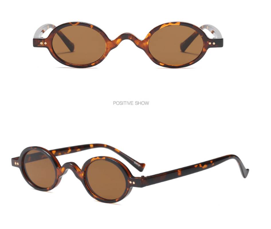 Oval Retro Sunglasses Men Leopard Print