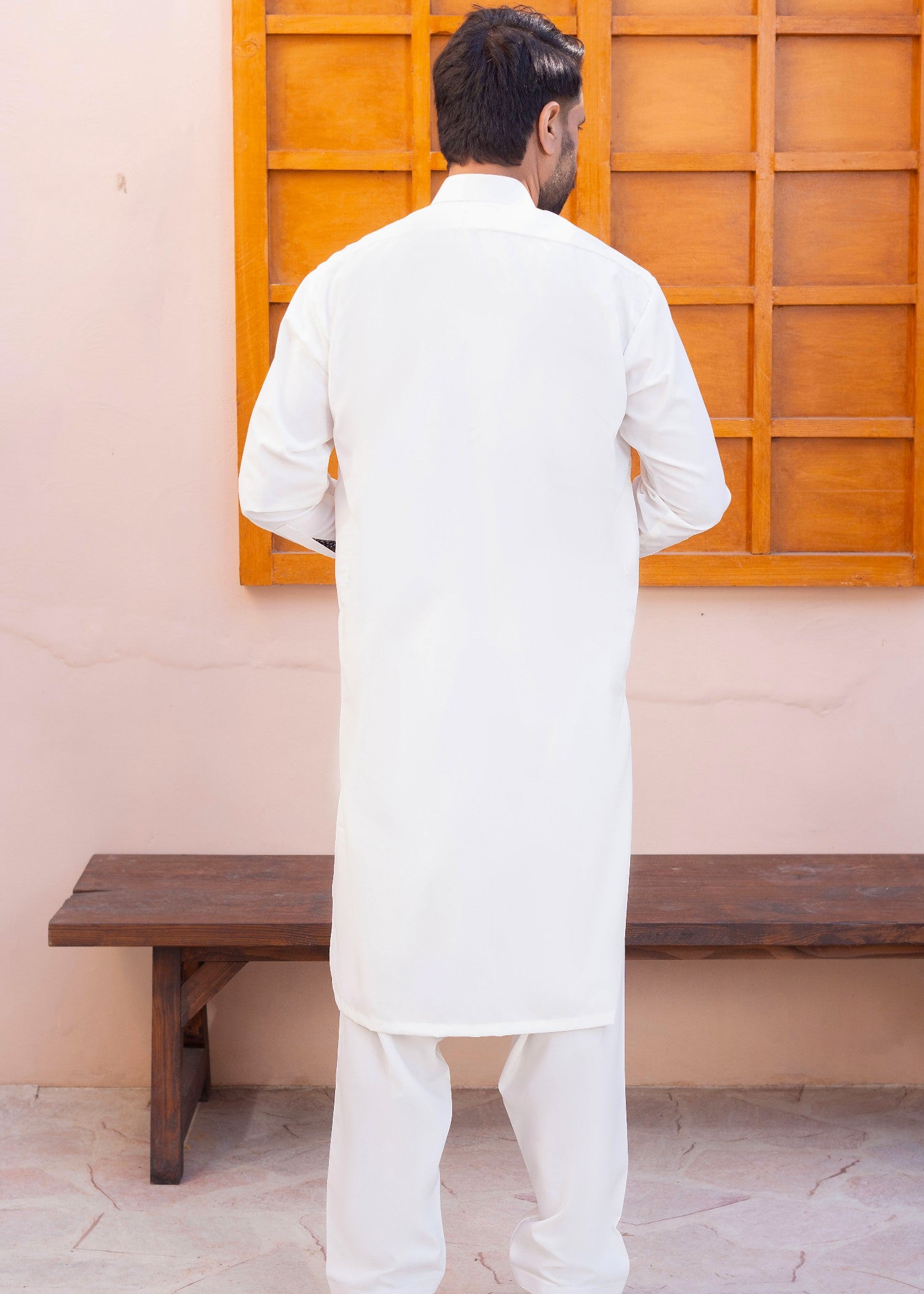 wash & wear Shalwar Kameez in Off-white by Kafoor Clothing