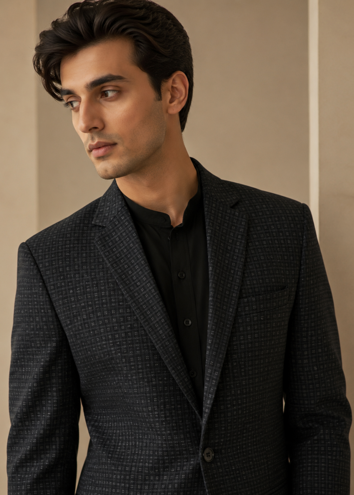 wool Blazer in Black, grey