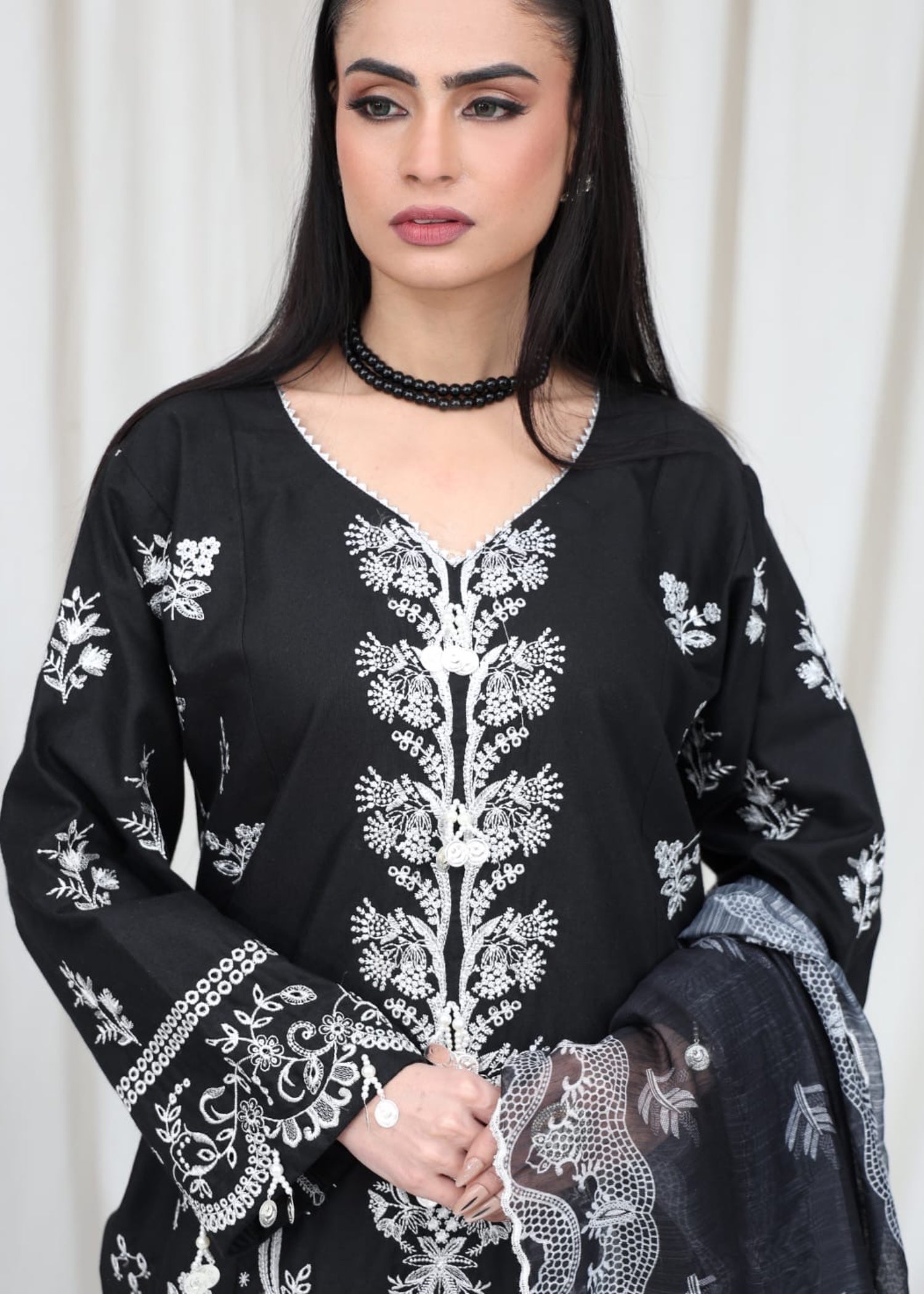 cotton krandi Kurta Set in Black