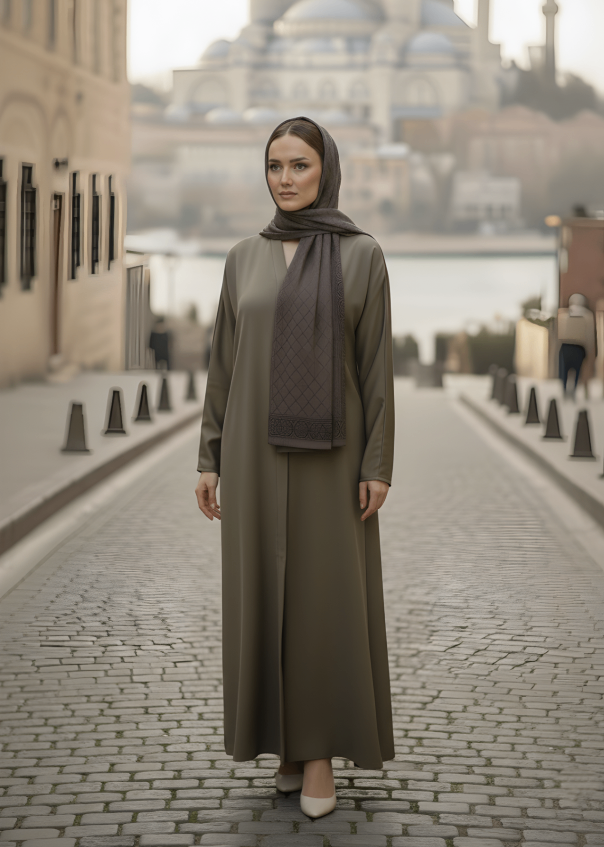 nidha Abaya in Olive green
