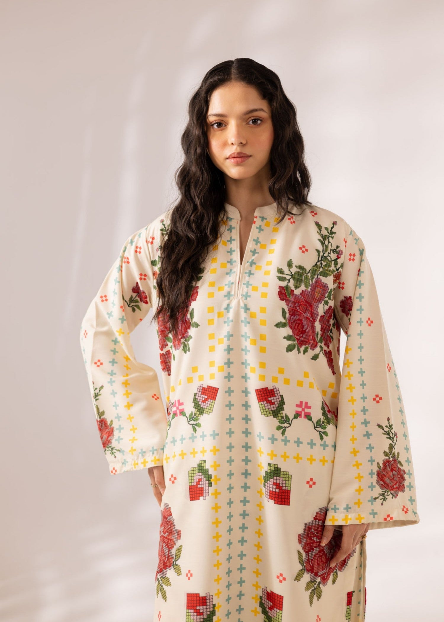 slub khaddar Co Ord Sets in Cream