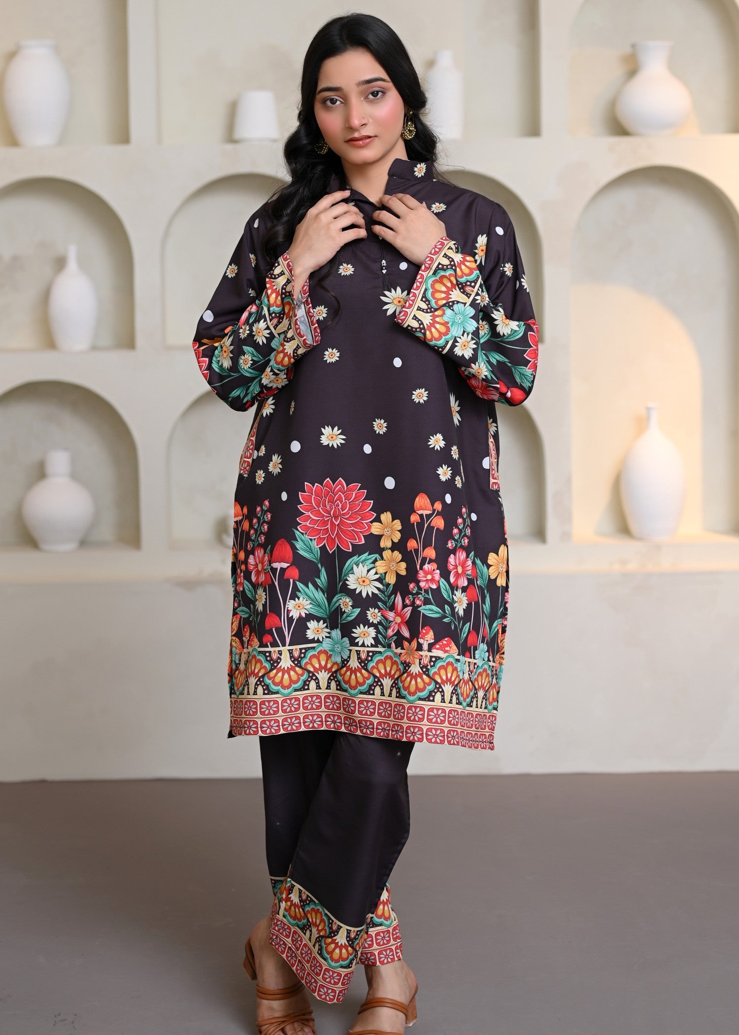 swiss lawn Co Ord Sets in Black