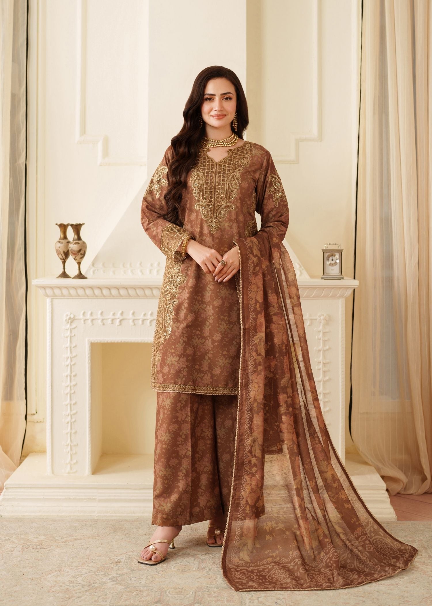 organza Kurta Set in Multi