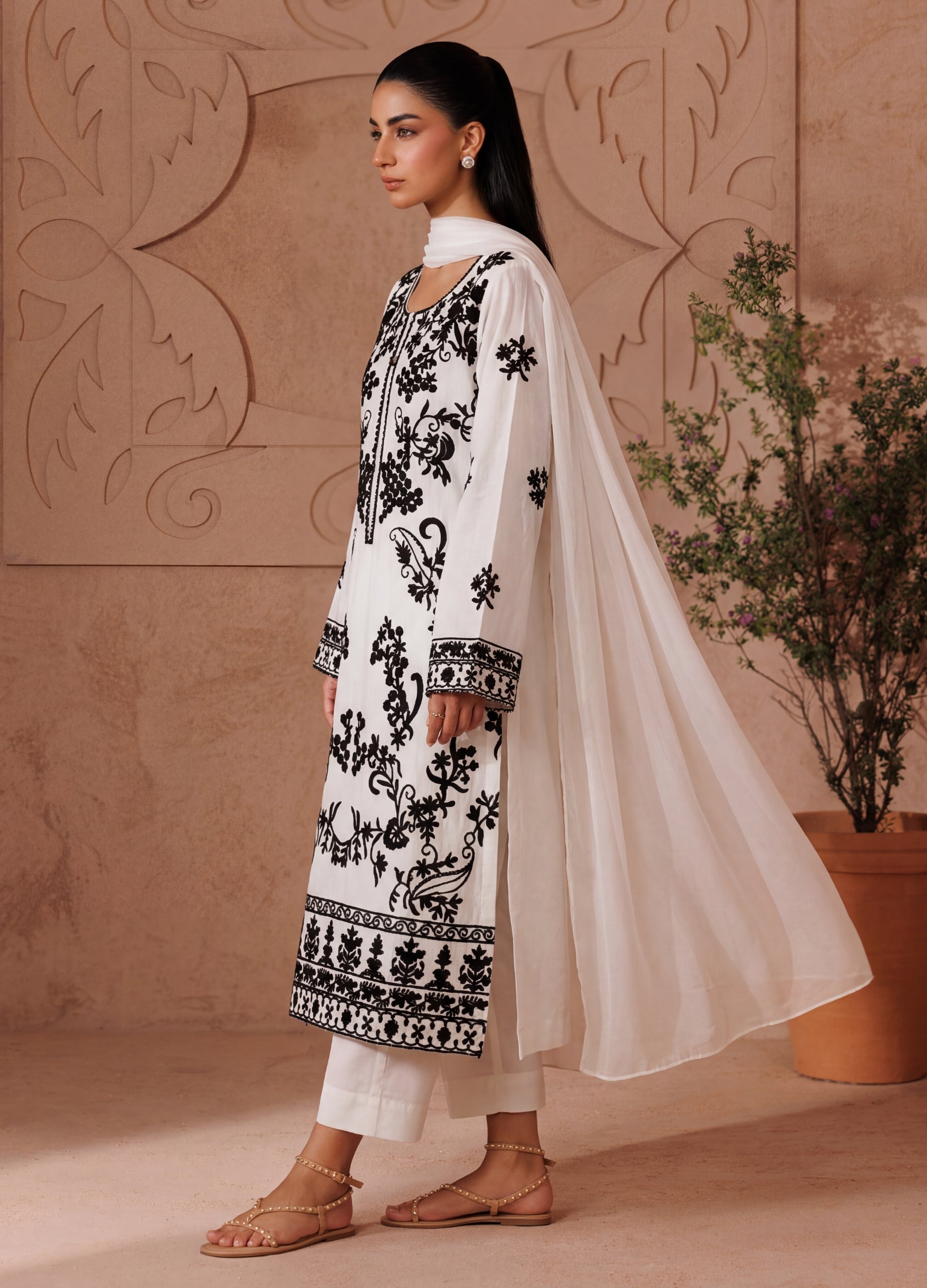 linen Kurta Set in White