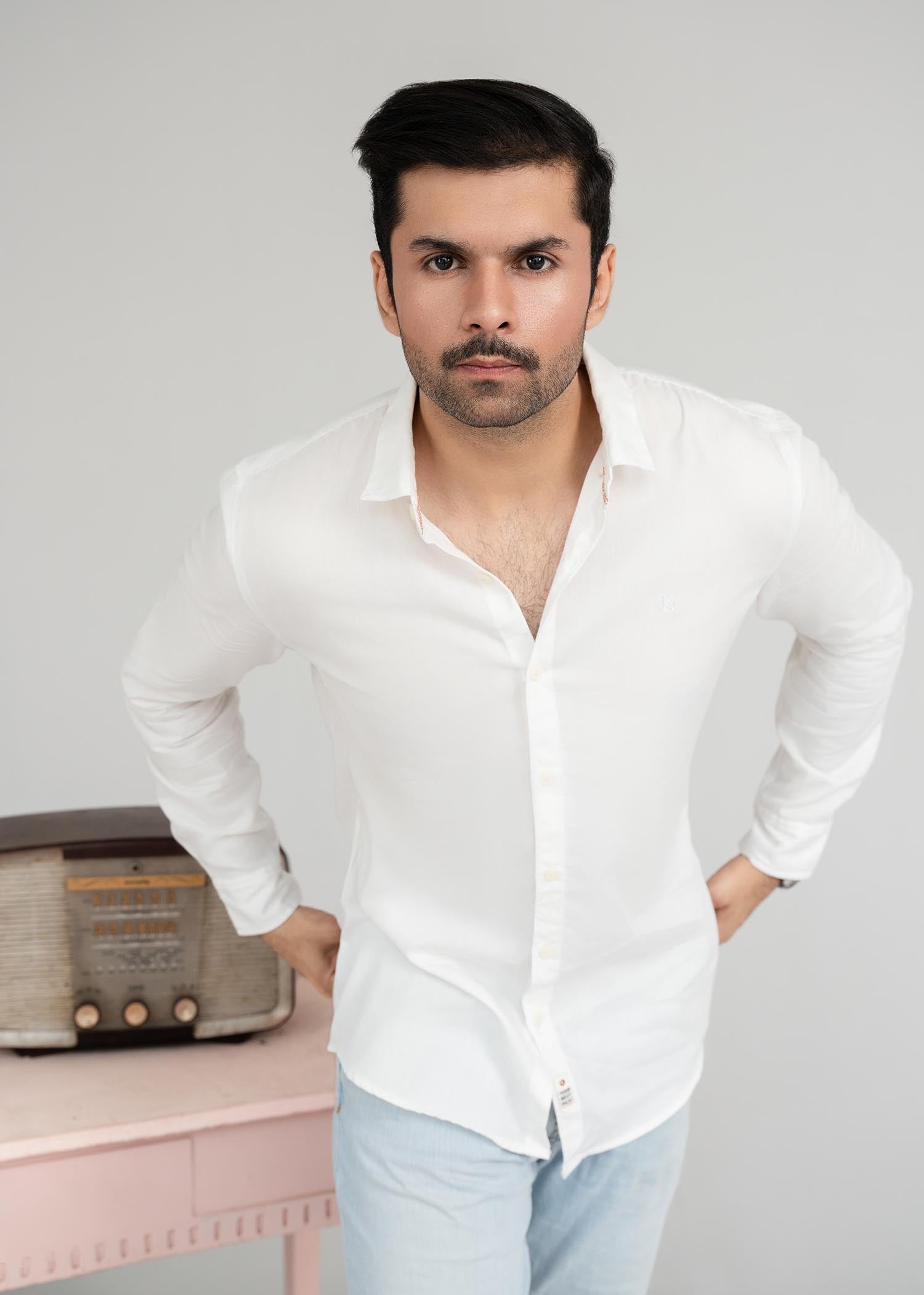 dobby Casual Shirt in White