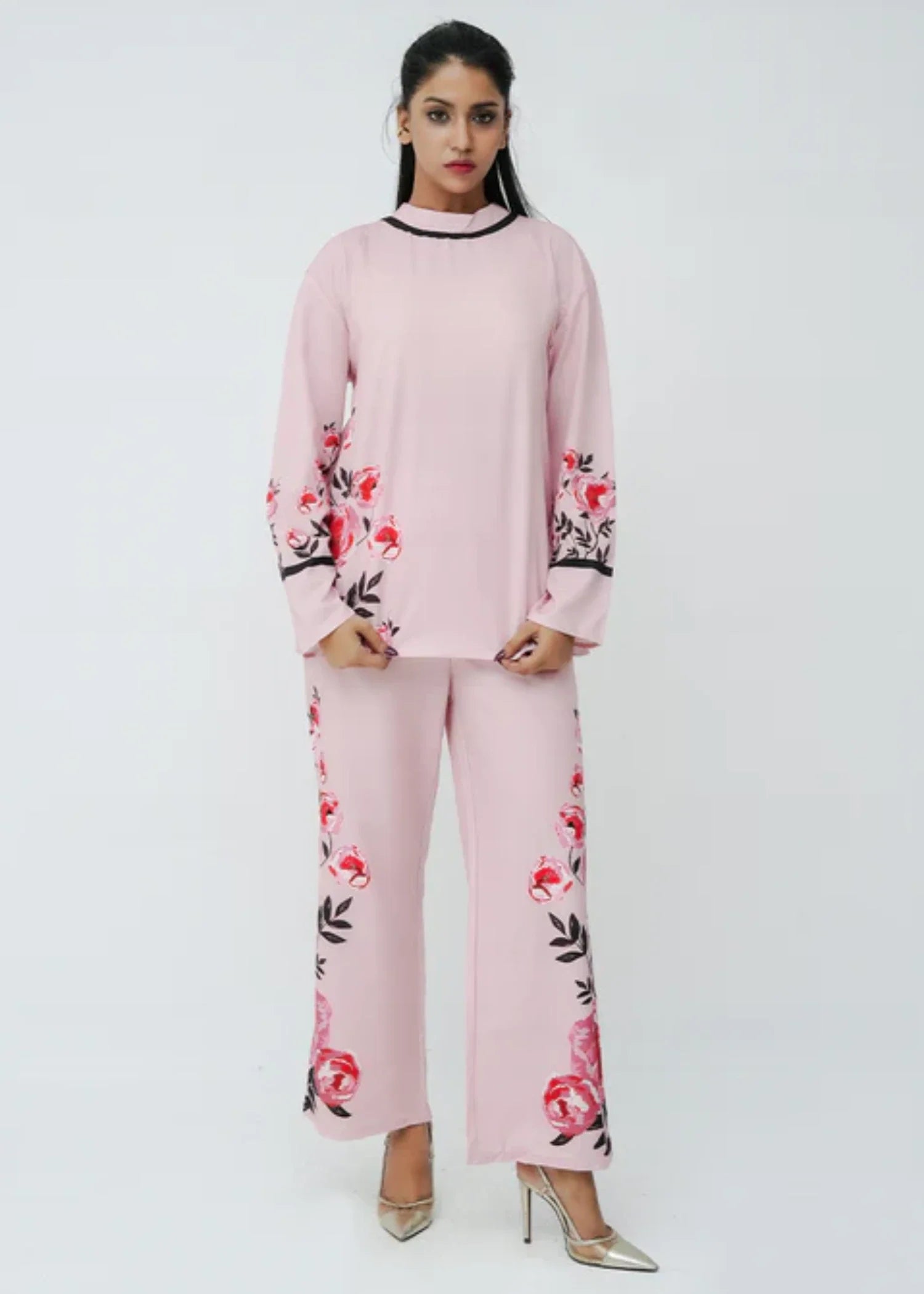 crepe polyester Co ord Sets in Lilac