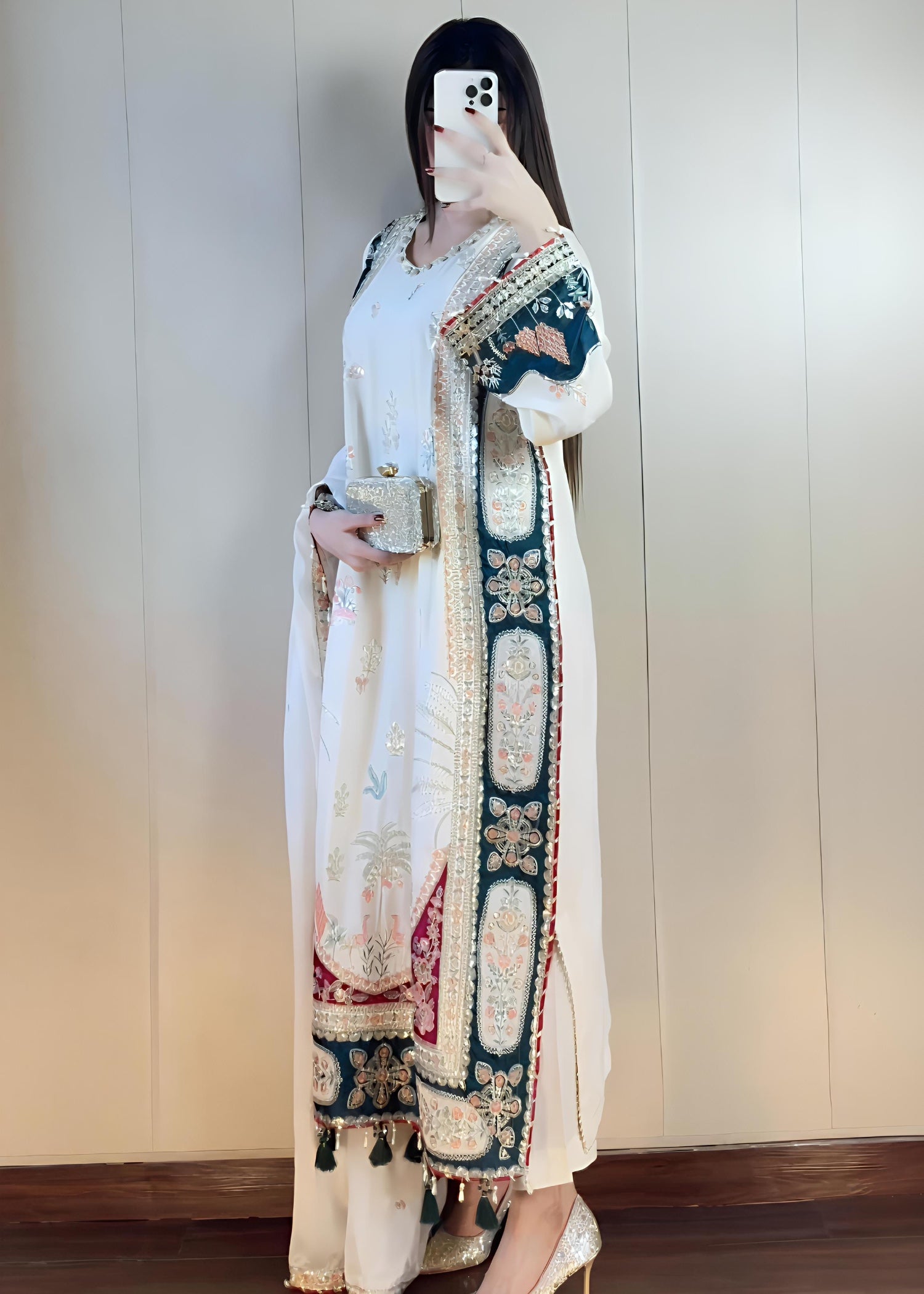 silk Kaftan in White