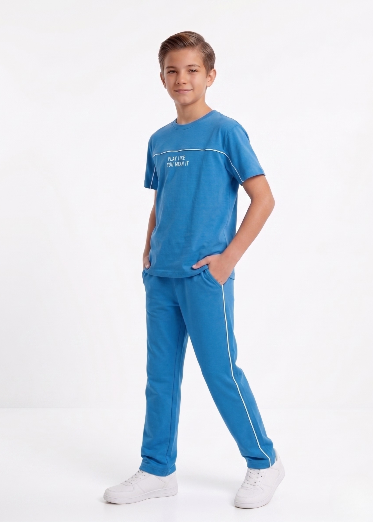 interlock knit Tracksuit in Ocean blue