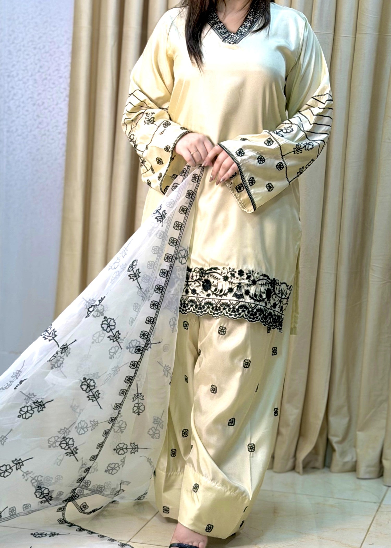 kattan silk Kurta Set in Milk