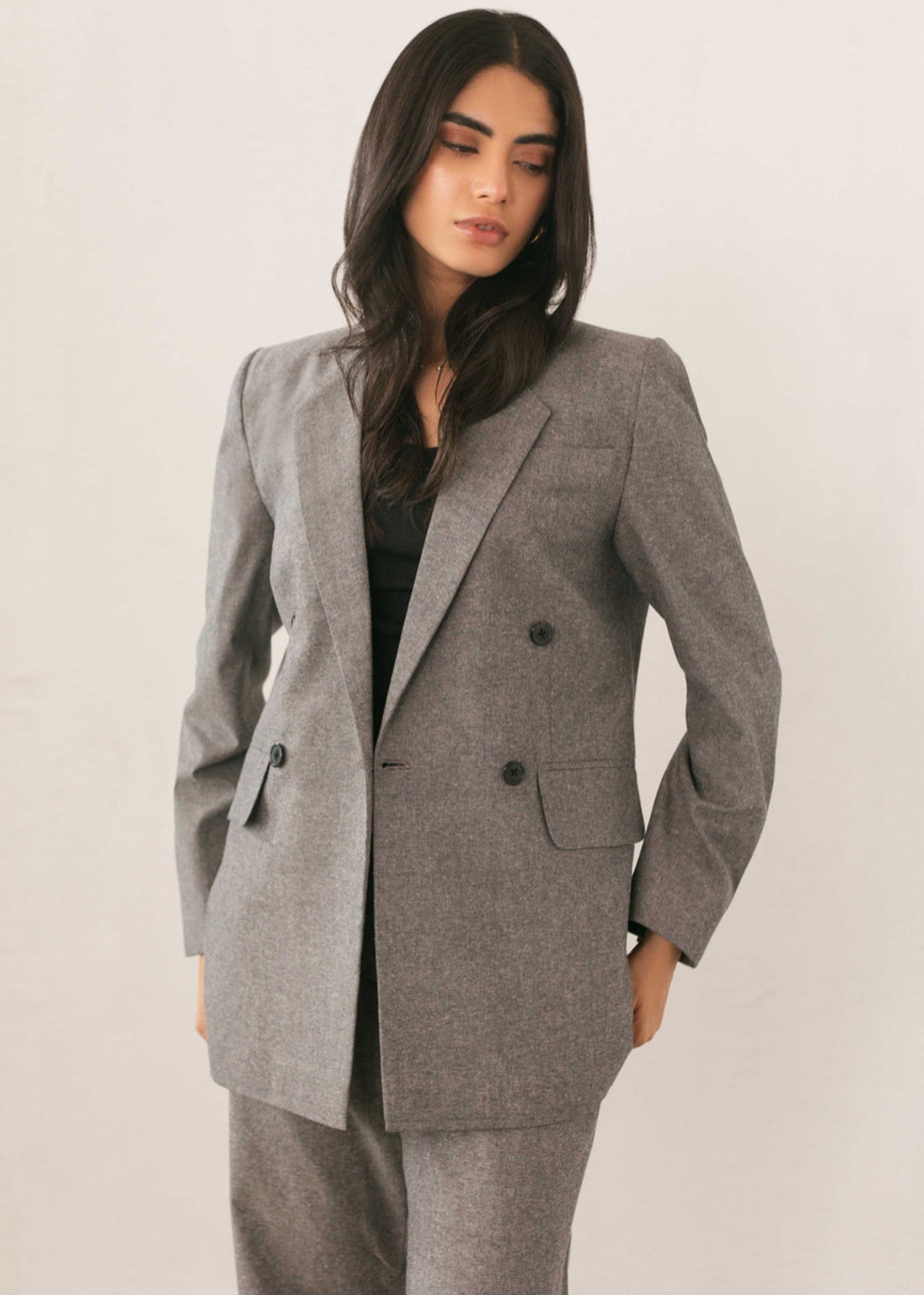 cotton linen Blazer in Grey