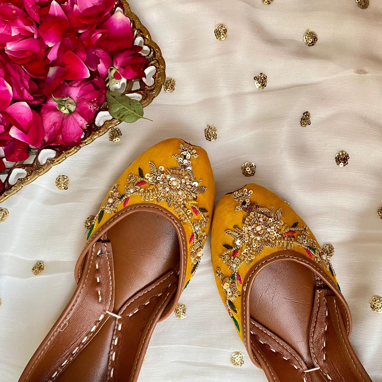 Khussa in Mustard by - High Quality Women Khussa LGQ1369