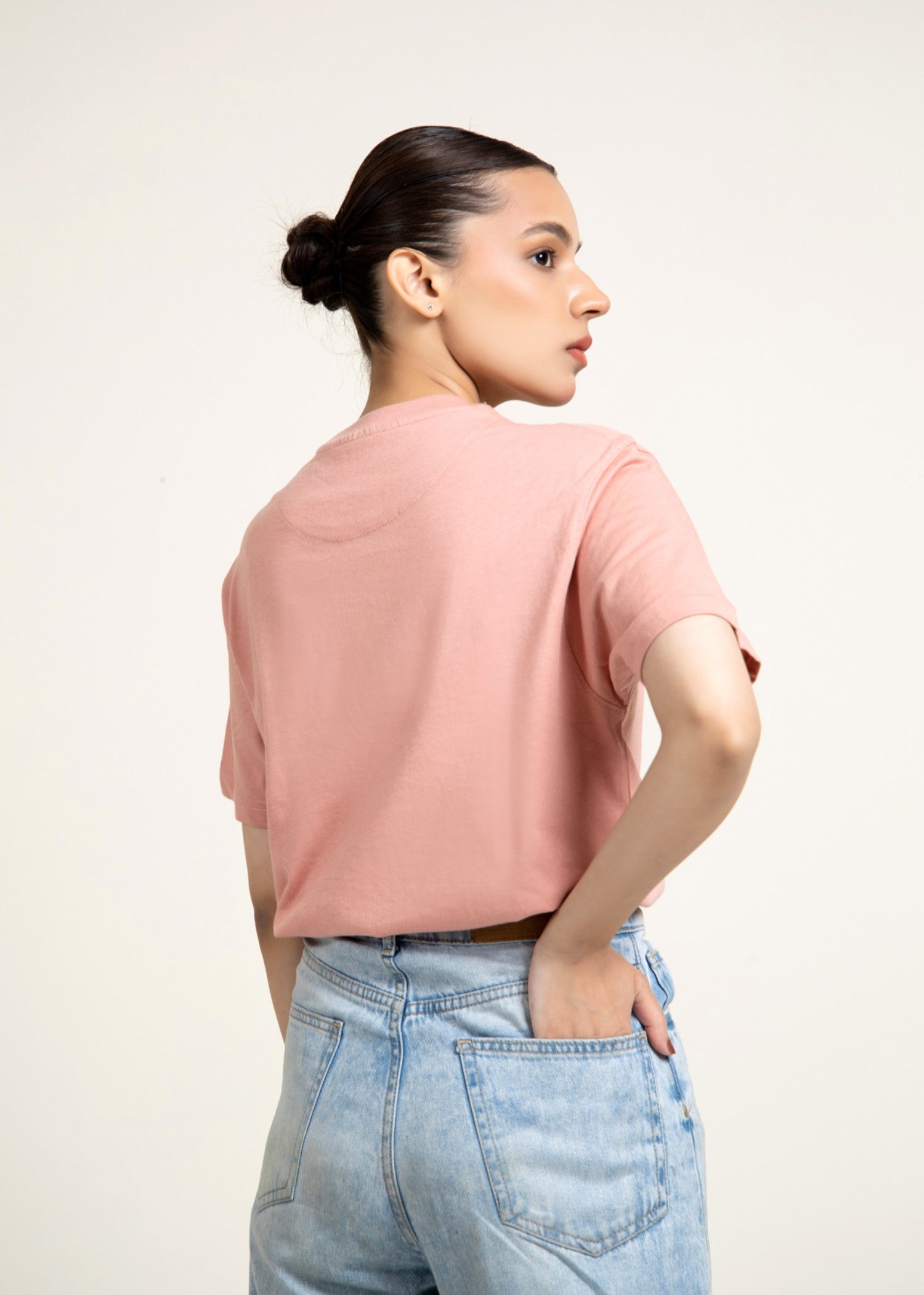 cotton jersey T Shirt in Pink