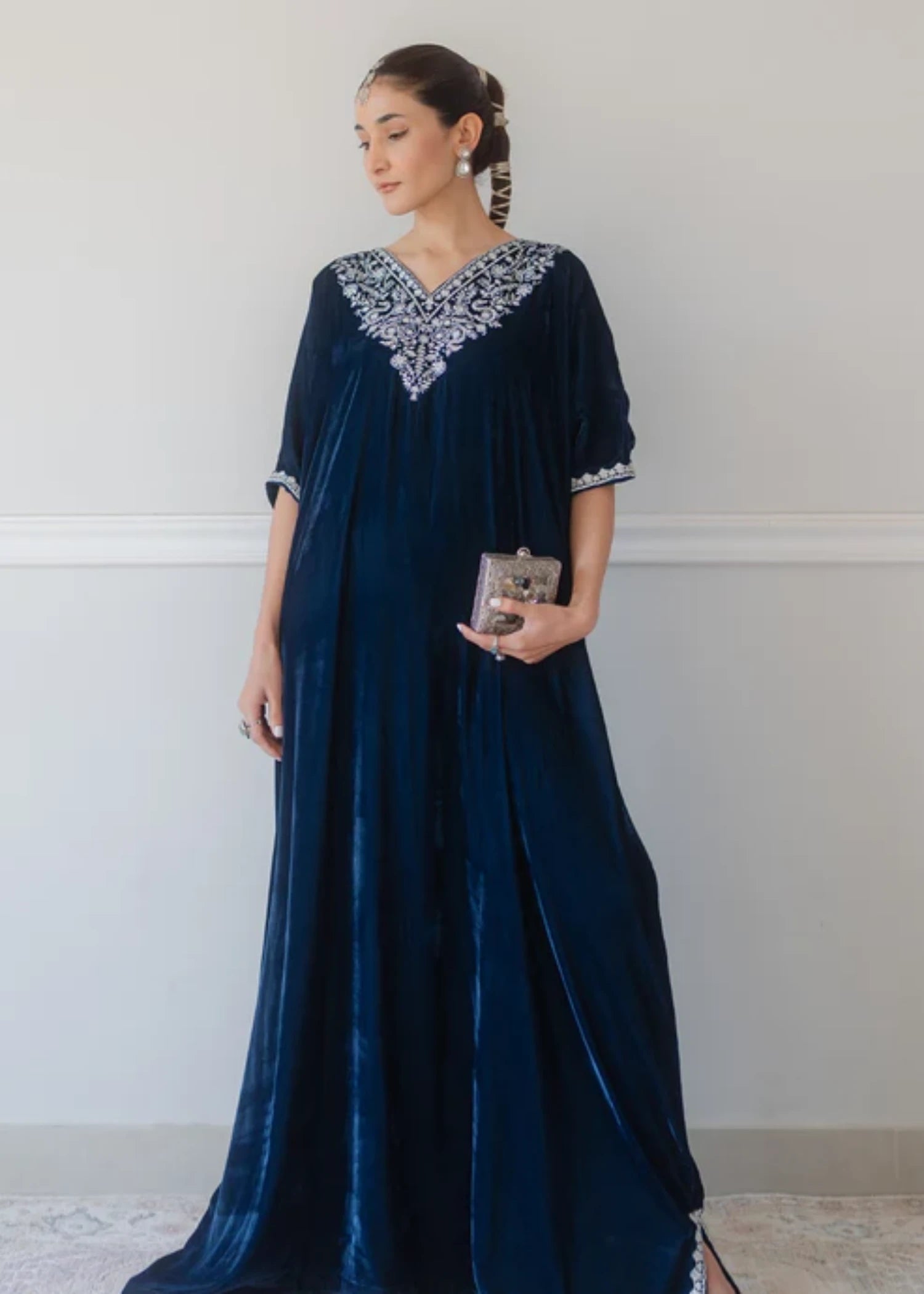 velvet Kaftan in Blue