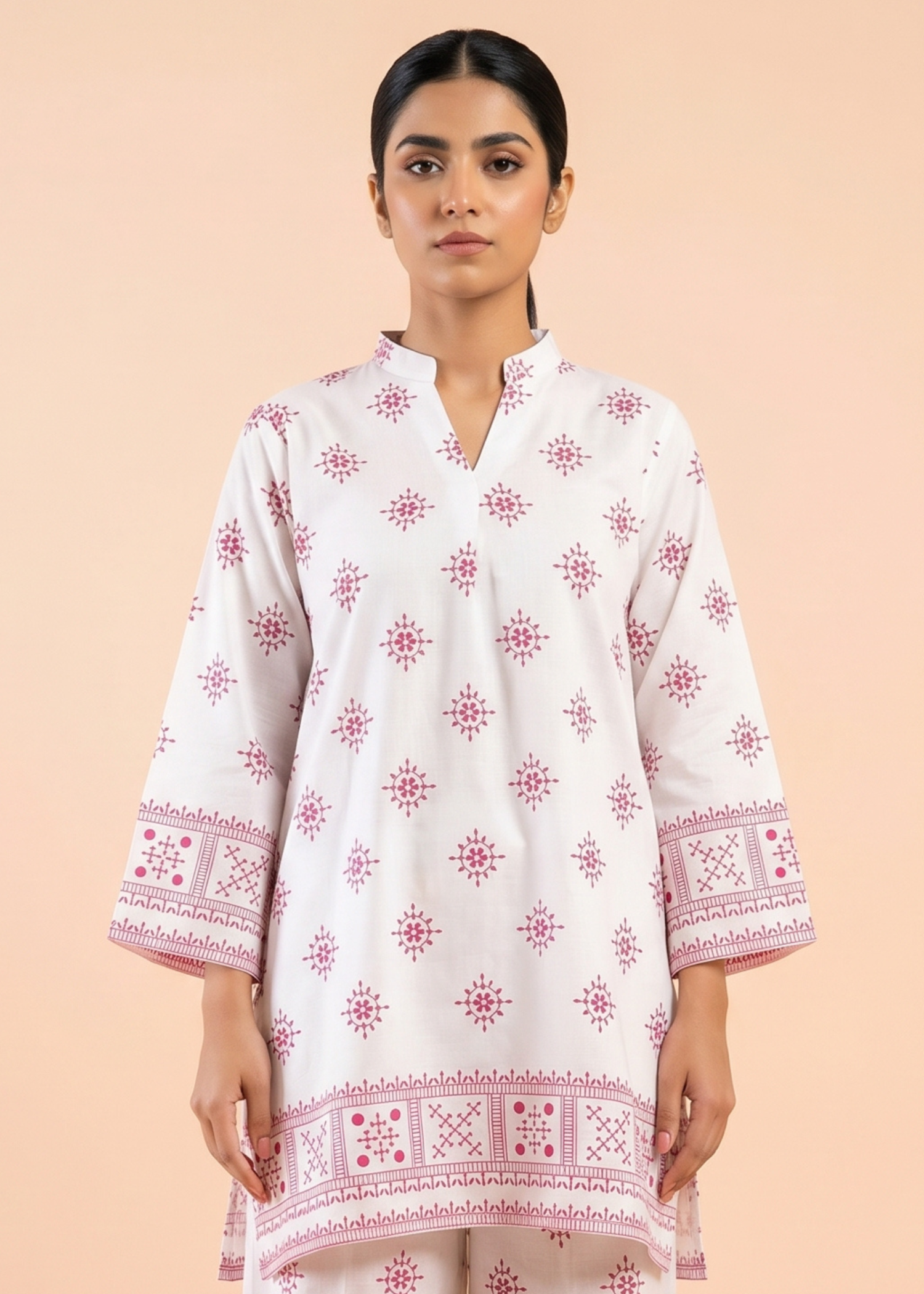 linen Co Ord Sets in White, pink