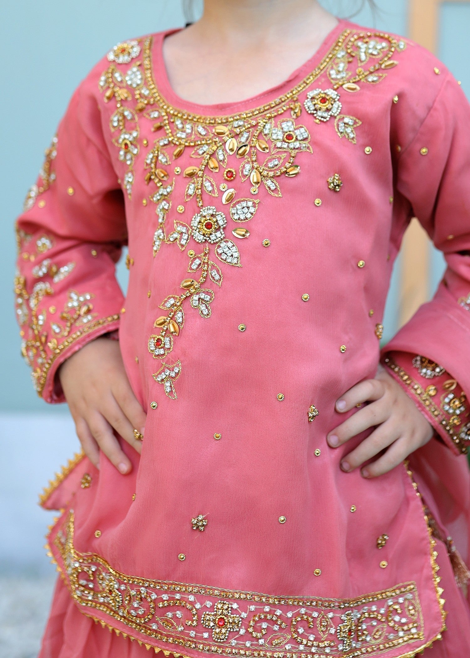 chiffon Lehenga in Cotton candy pink