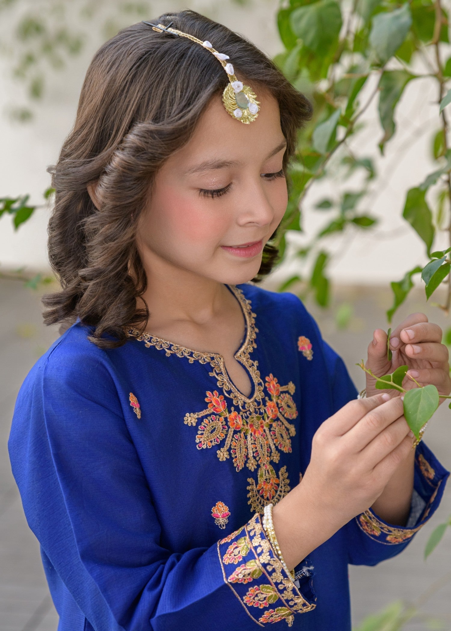 lawn Gharara in Royal blue