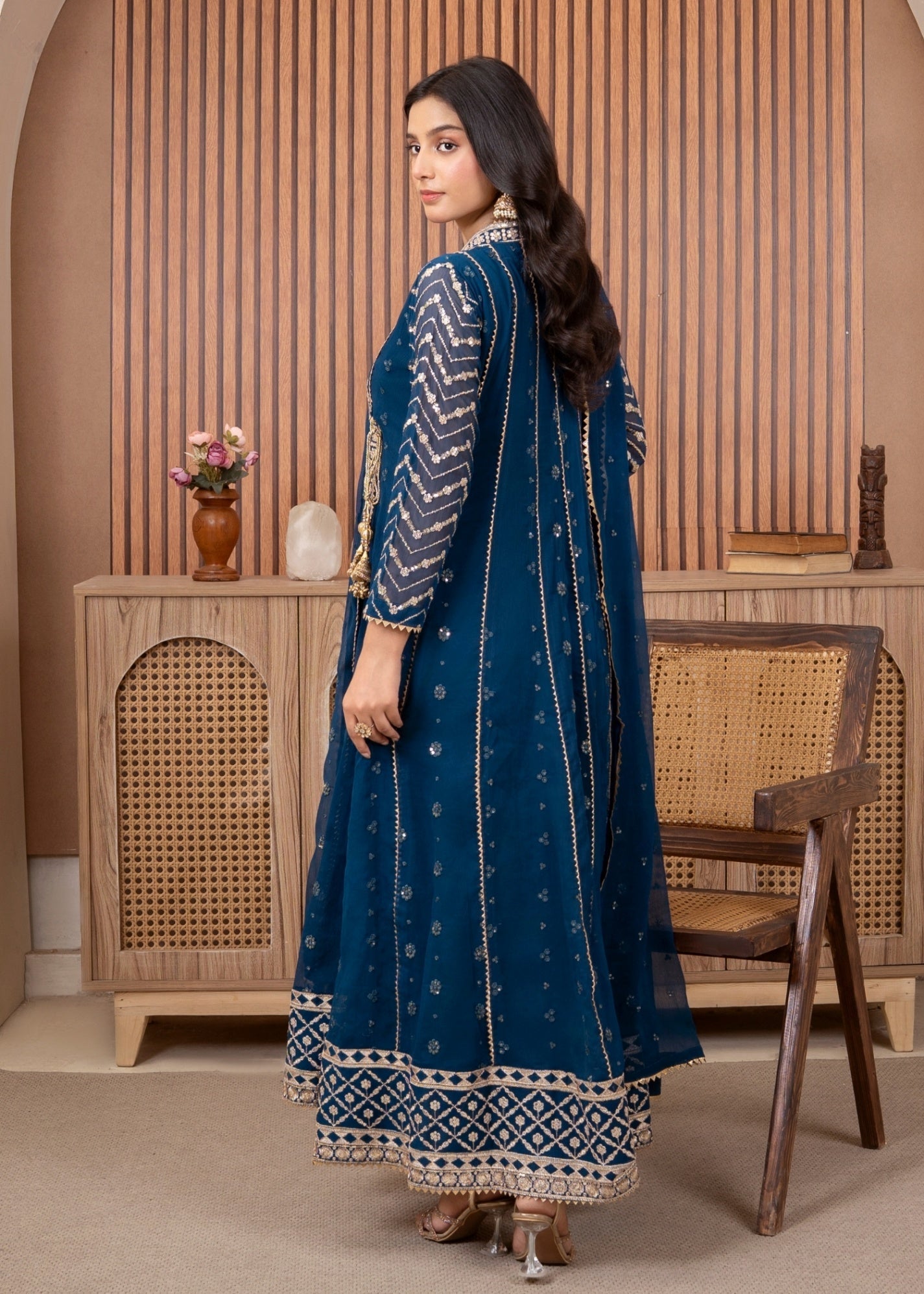 chiffon Angrakha in Blue