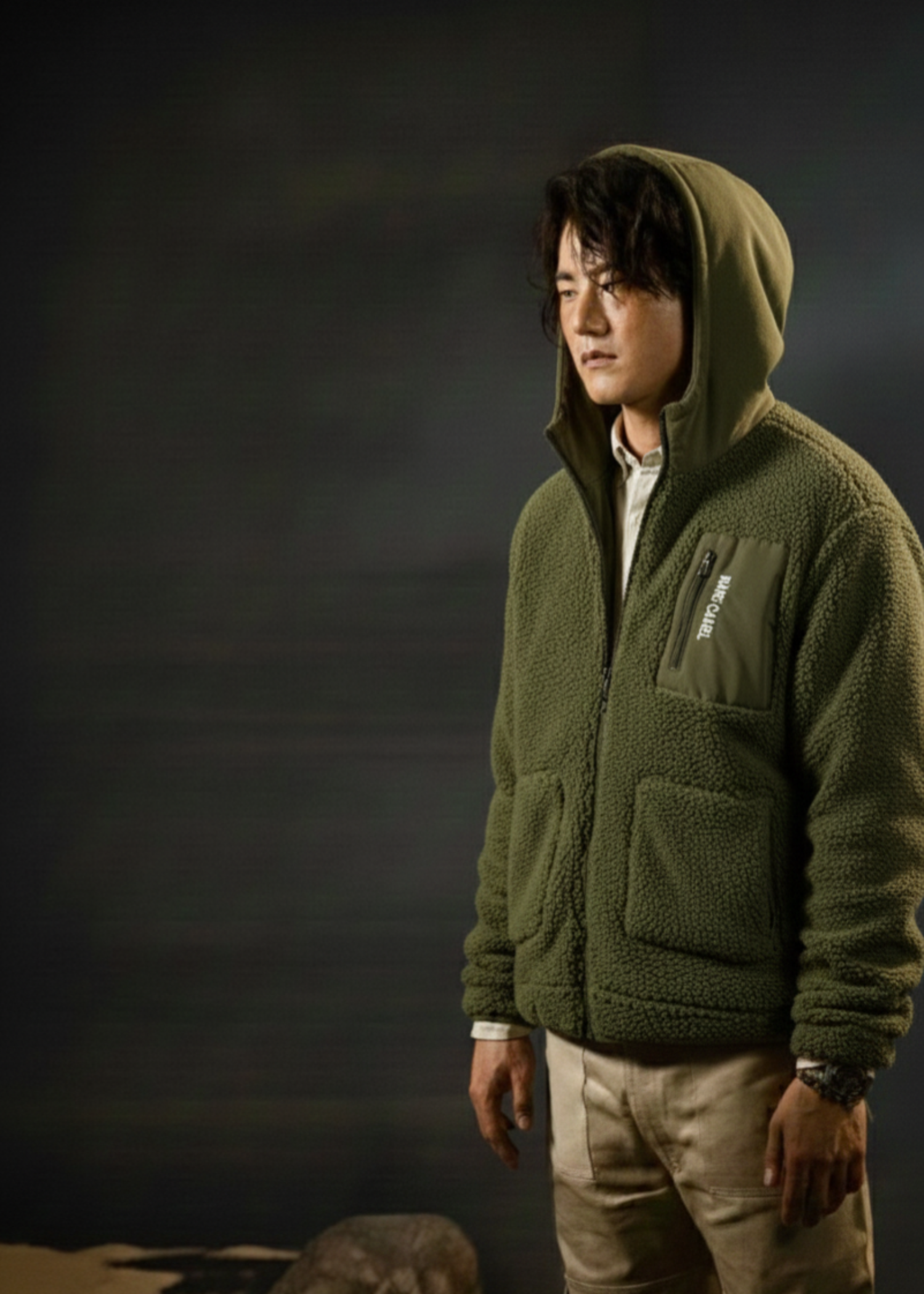 wool Hoodie in Army green