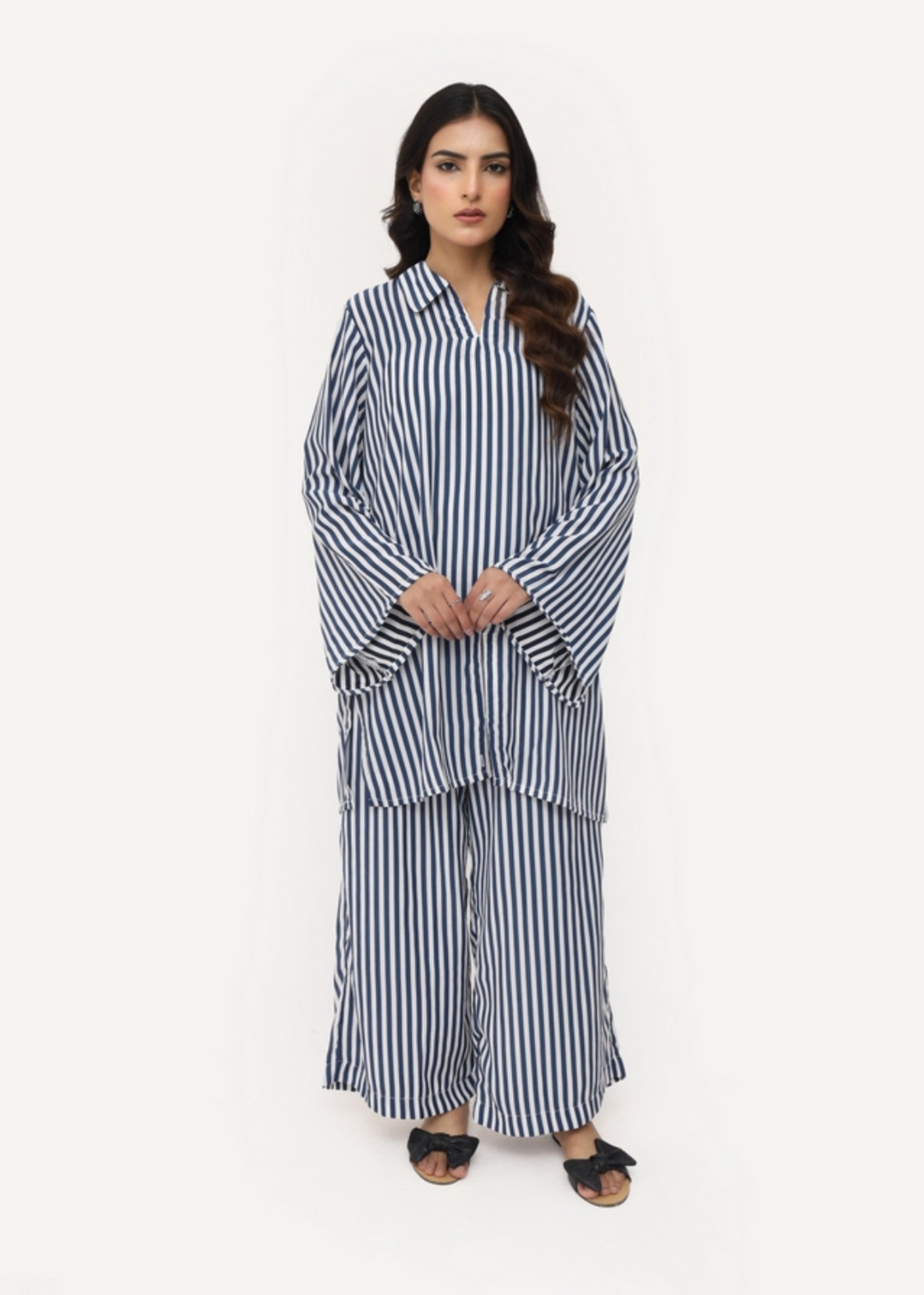 silk finish lawn Co Ord Sets in Navy blue