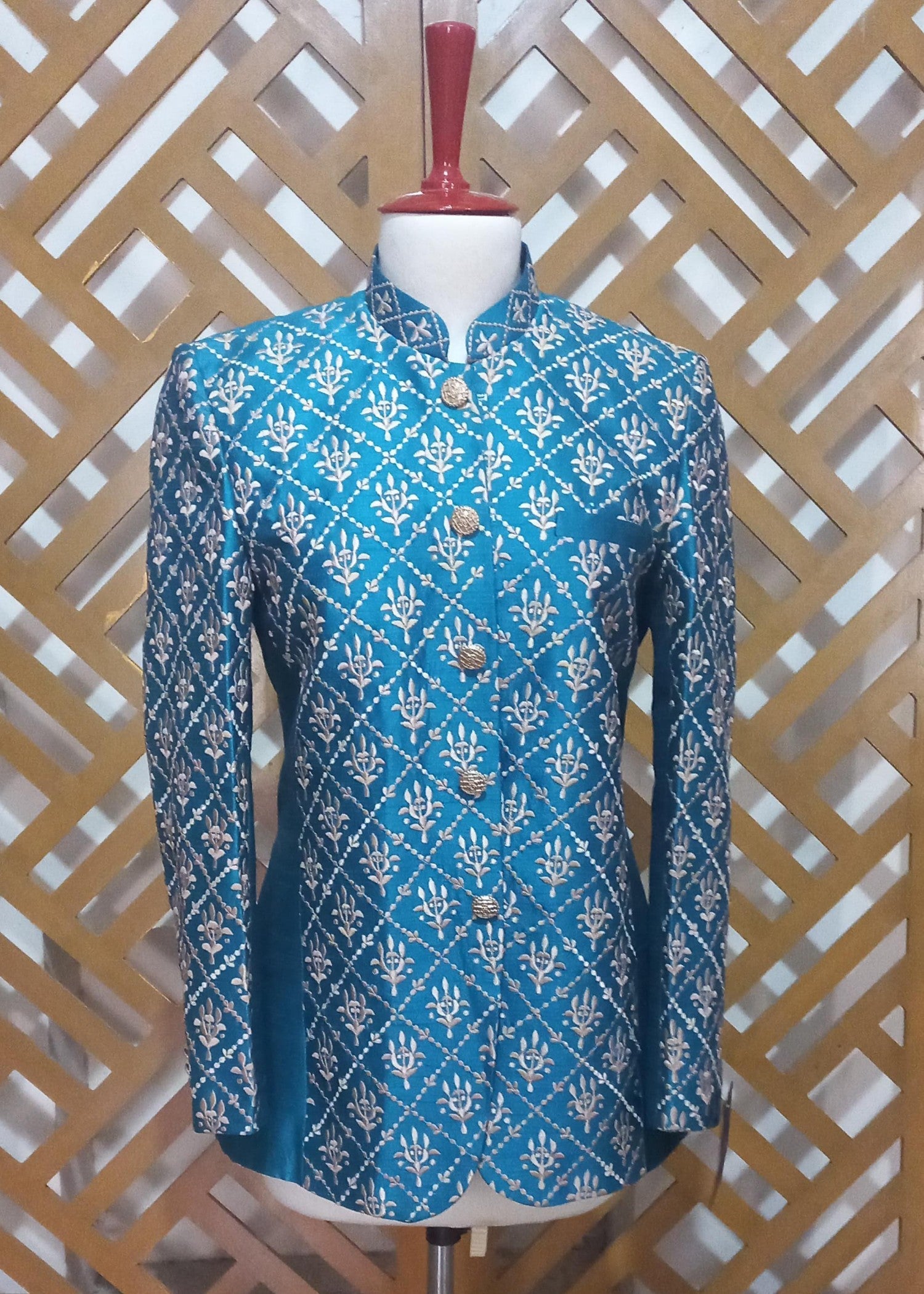 silk Prince Coat in Ocean blue
