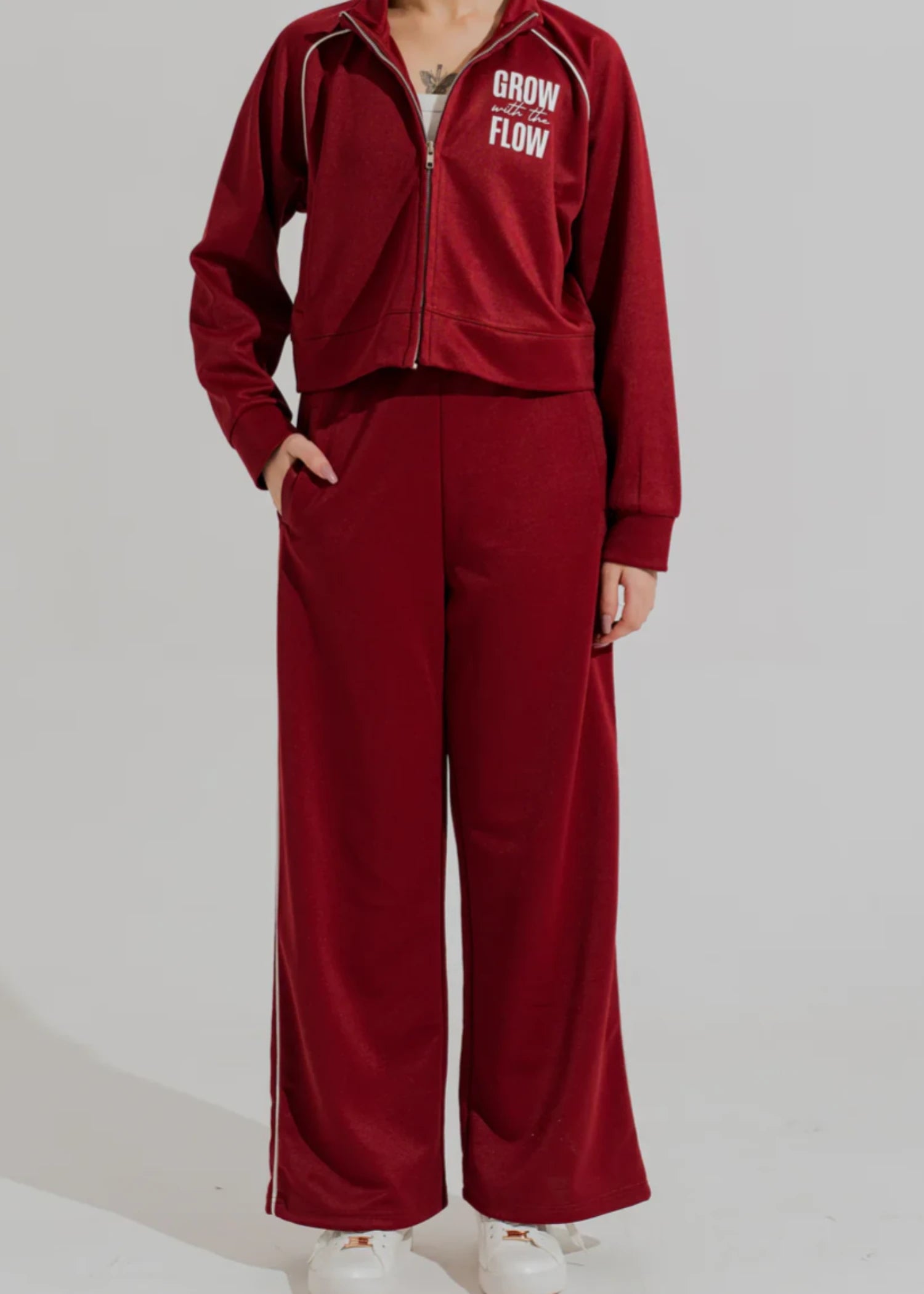 polyester Trousers in Maroon