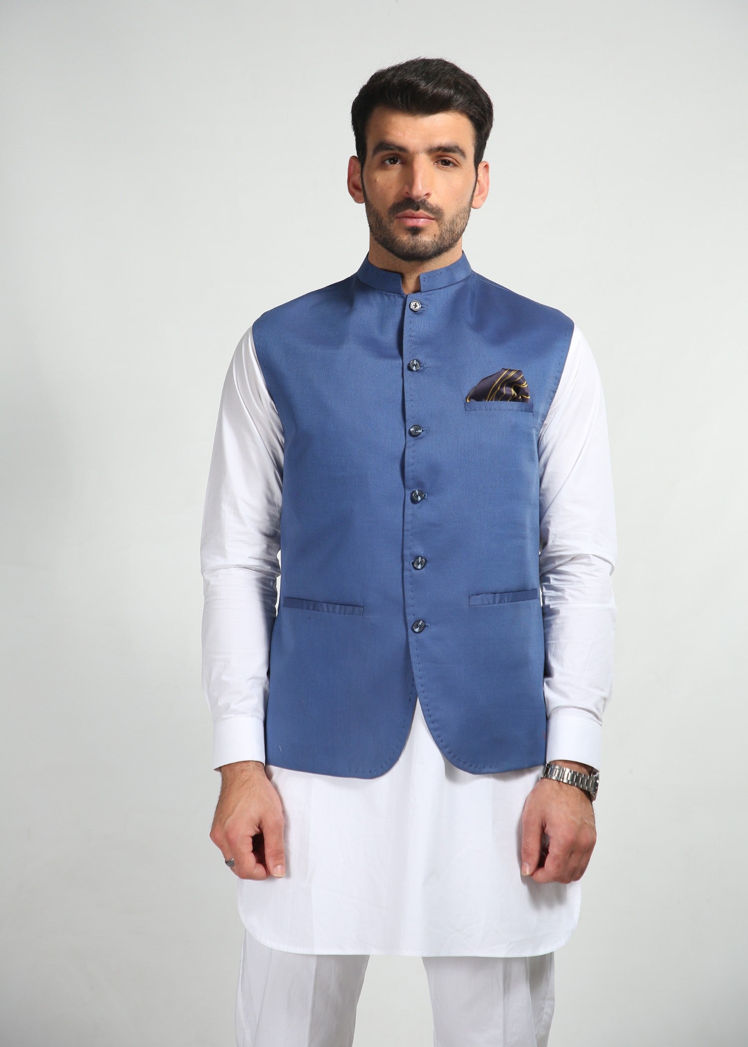 linen Waistcoat in Blue