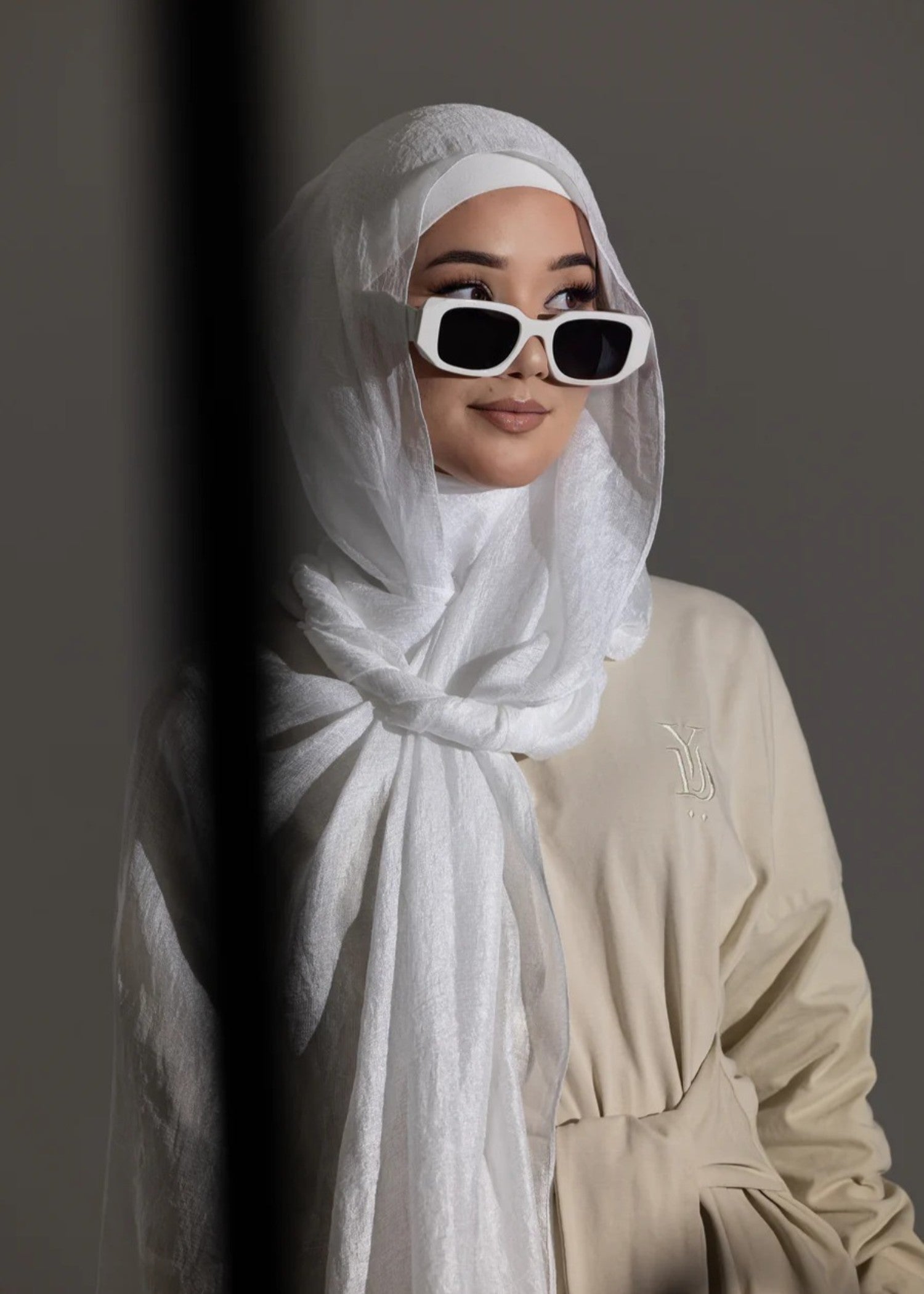 silk Hijab in Pearl white