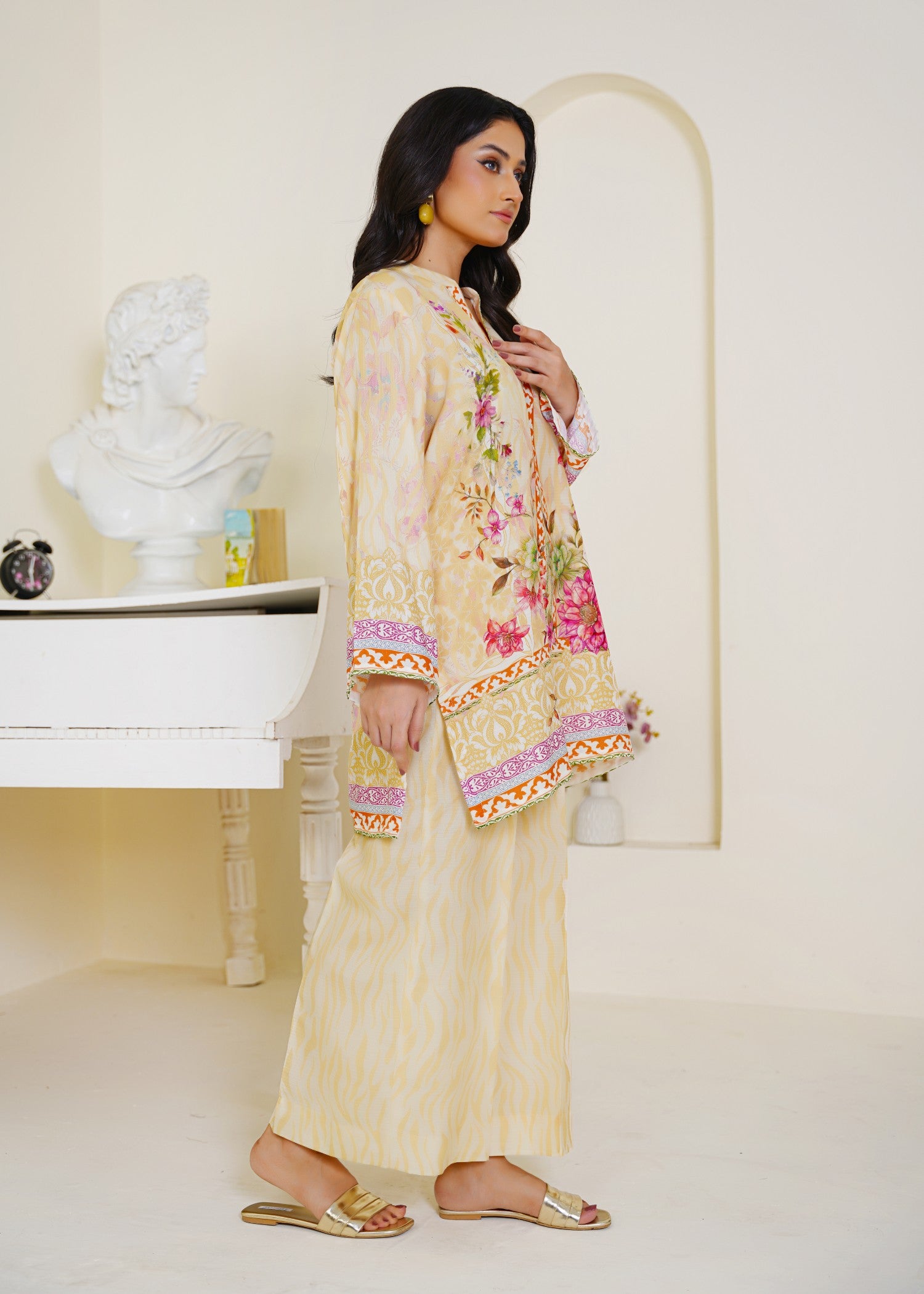 slub cambric Co Ord Sets in Lemon chiffon