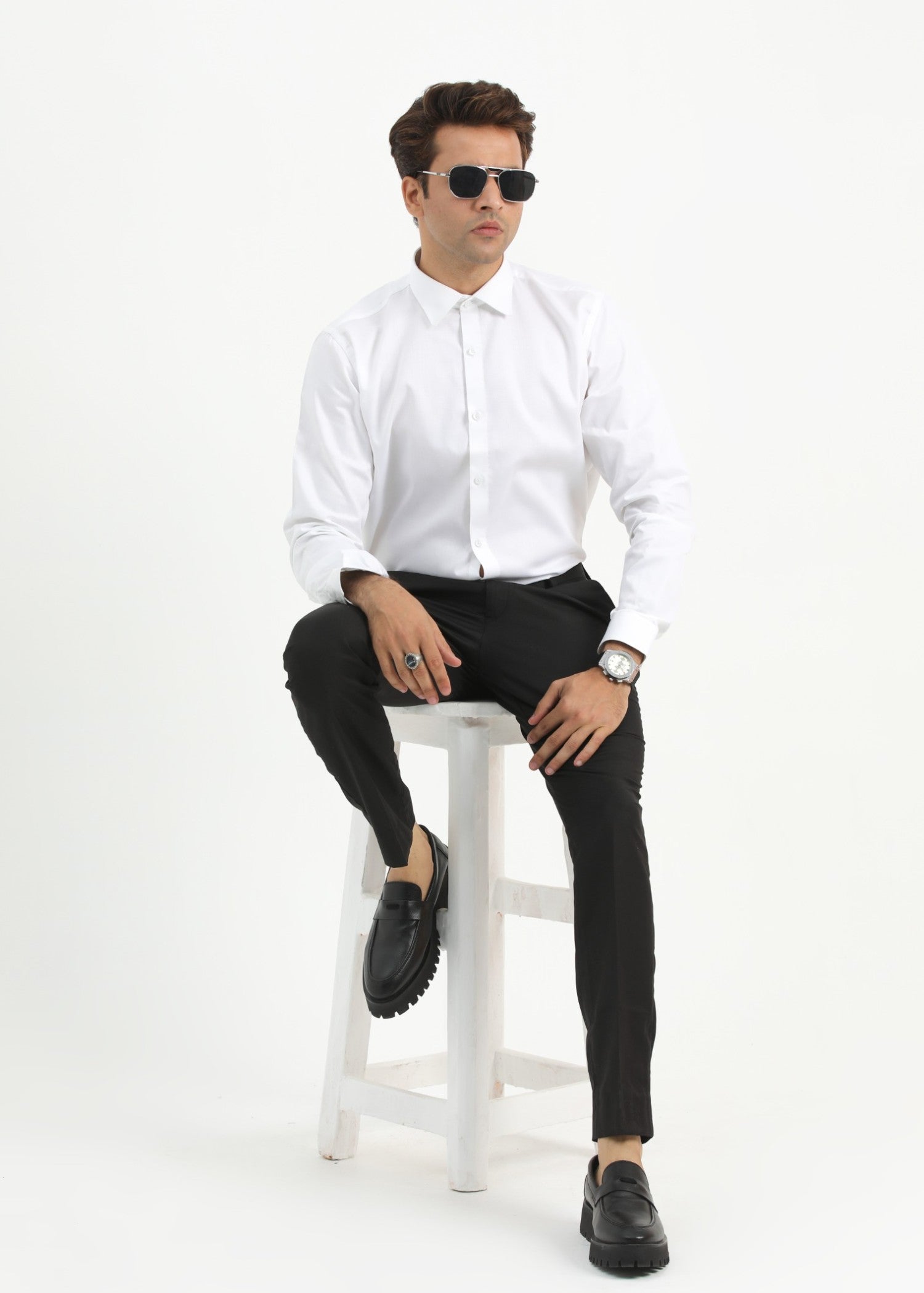 cotton silk Formal Shirt in White