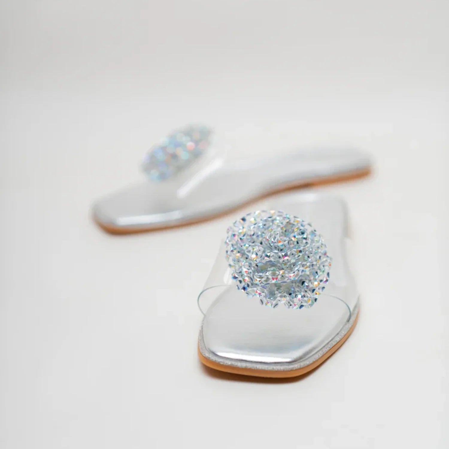 Slides in Silver by - High Quality Women Slides JLB9317