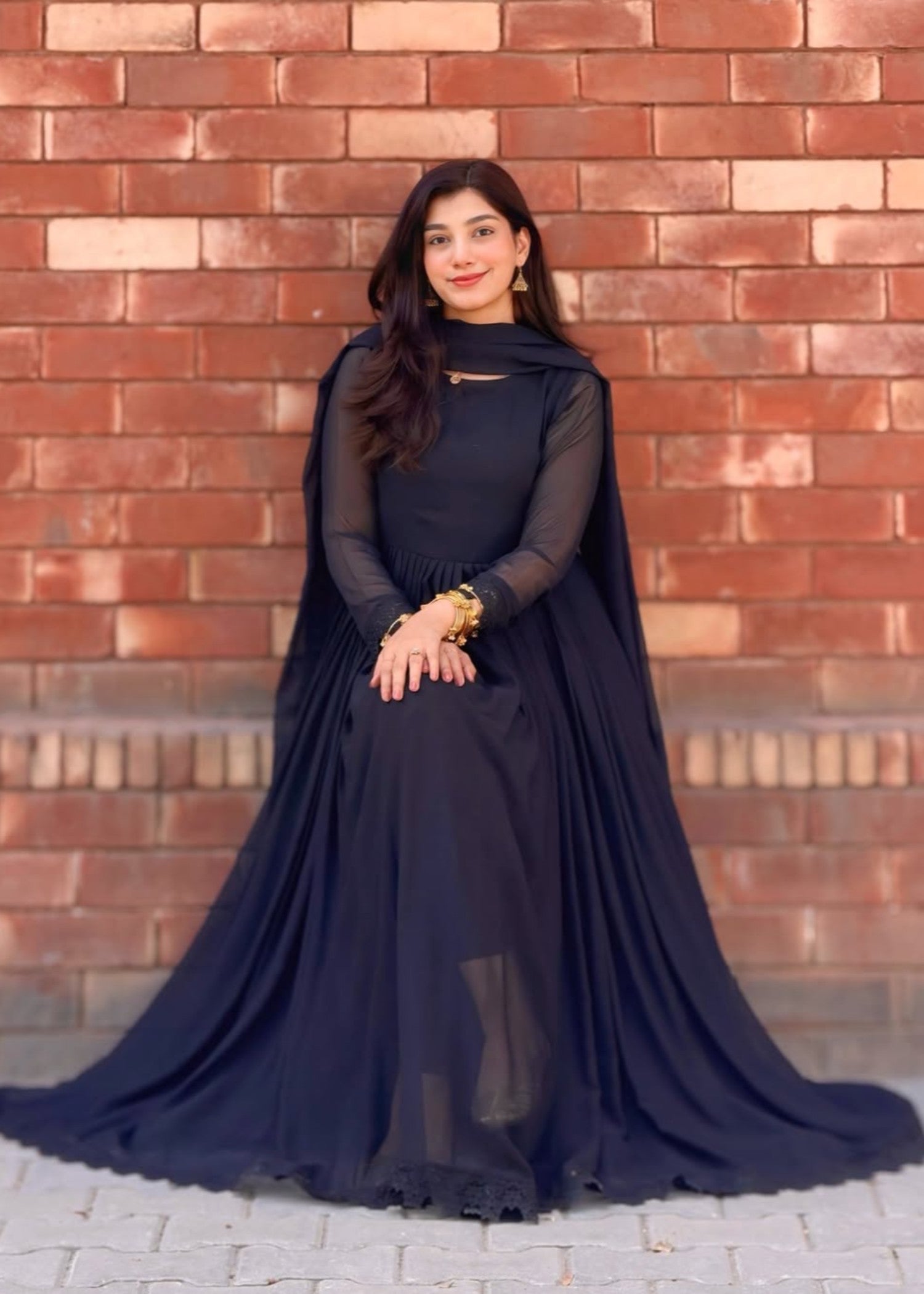 georgette chiffon Maxi in Black