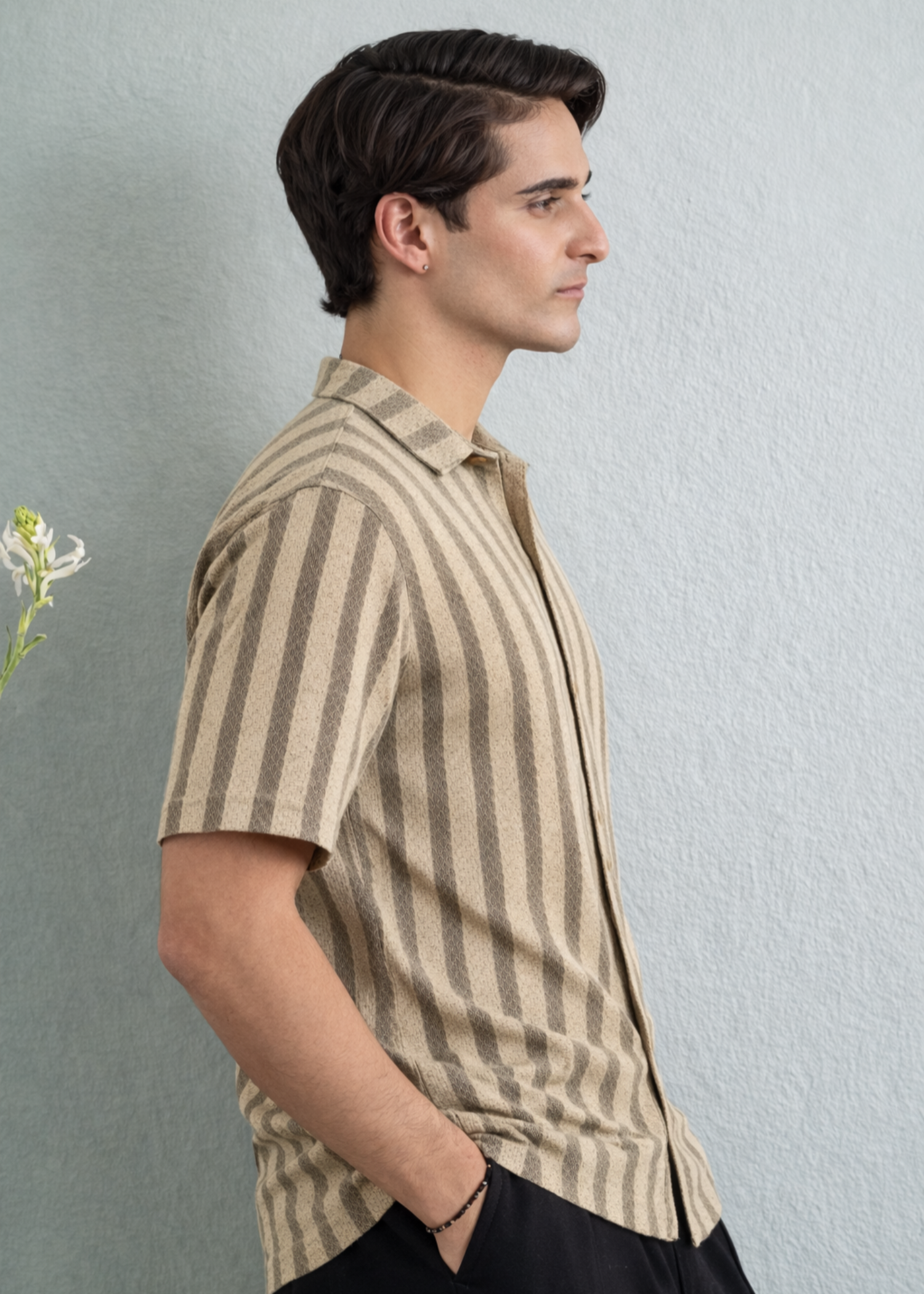 cotton Casual Shirt in Beige