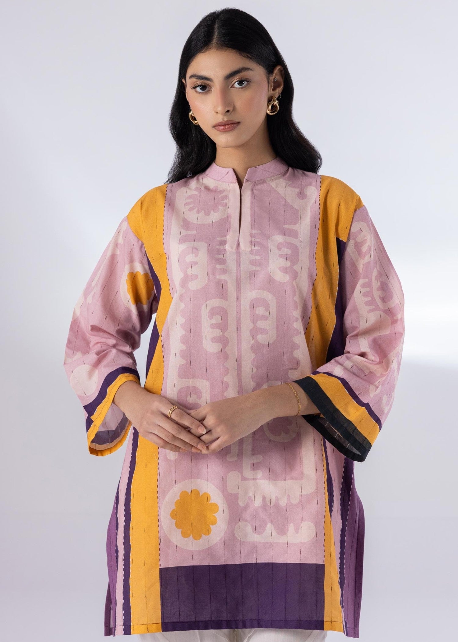 textured lawn Kurti in Multi