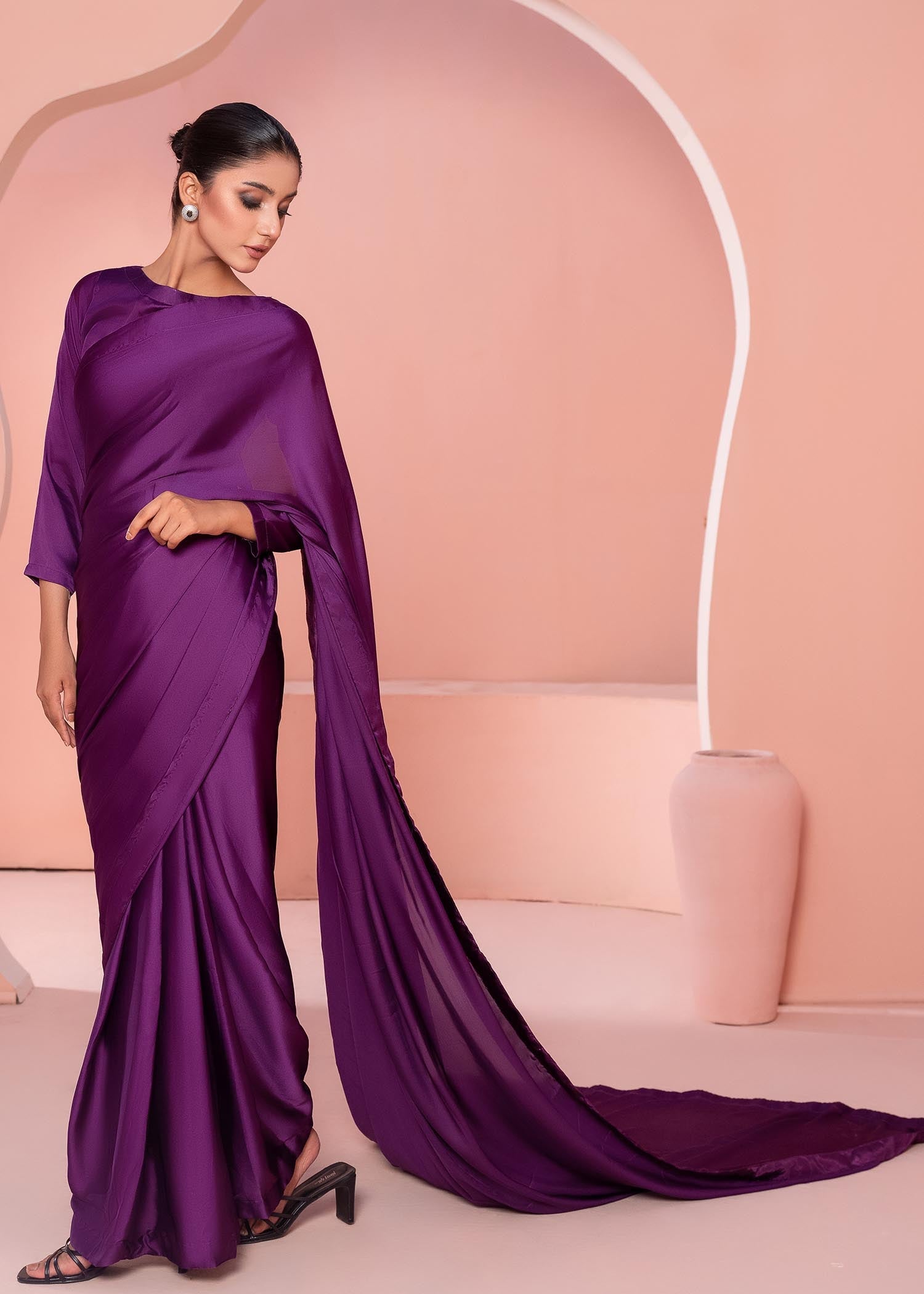 silk Saree in Plum