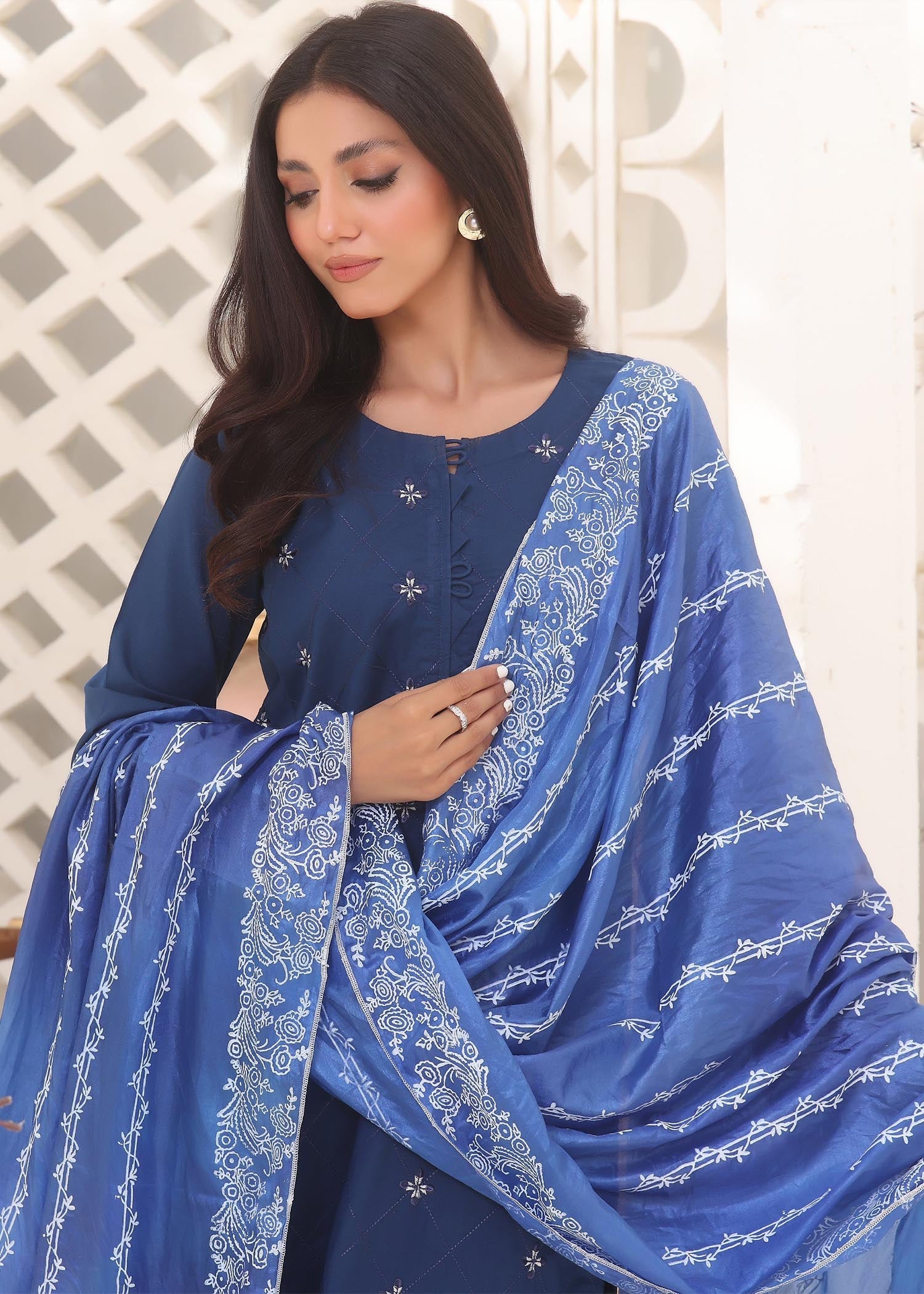 cotton Kurta Set in Blue