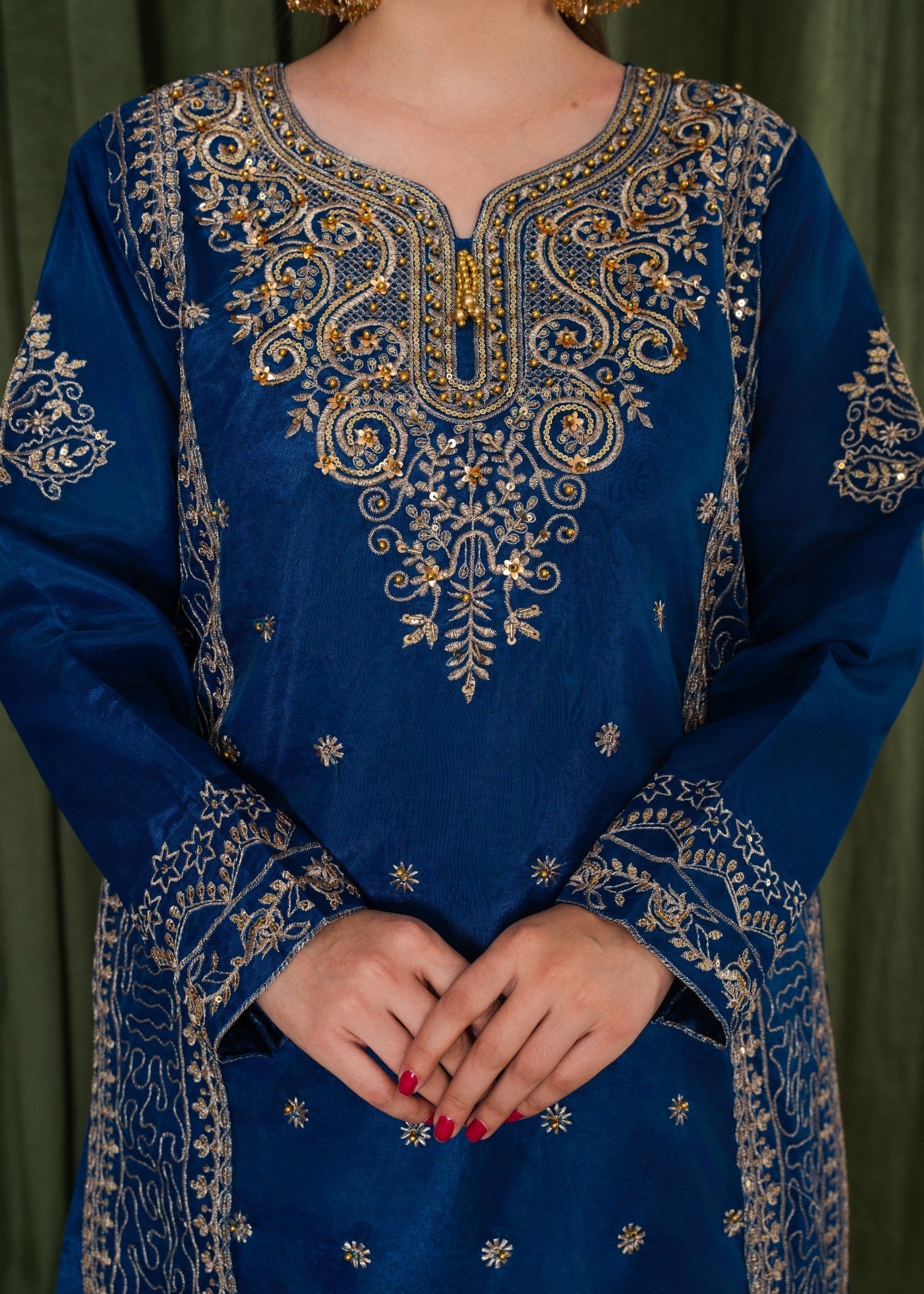 organza Kurta Set in Blue