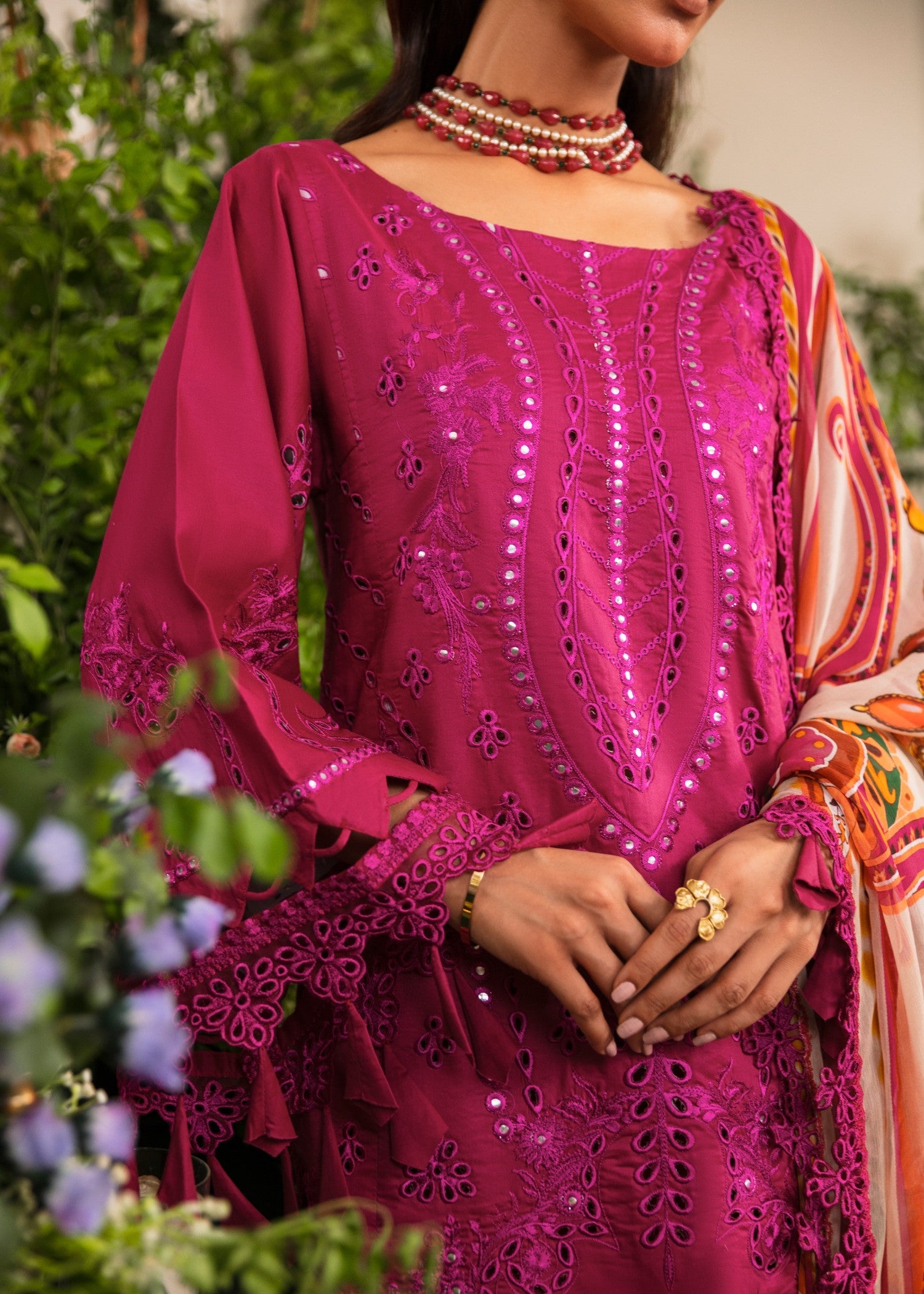 lawn Unstitched in Hot pink
