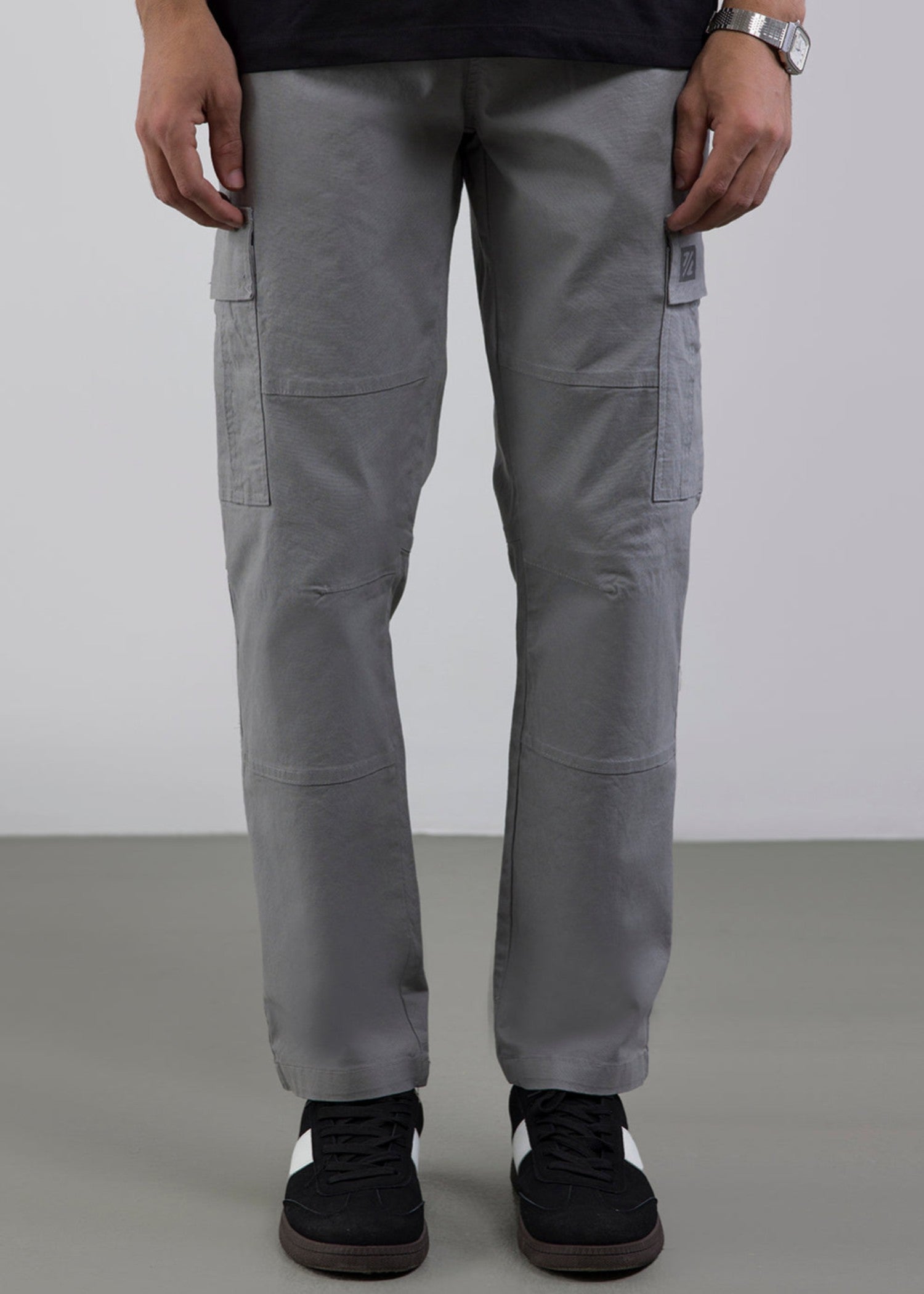 cotton Trousers in Light grey