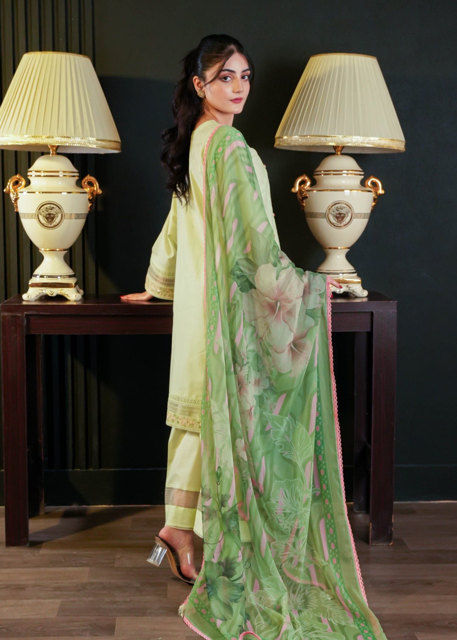 cotton Kurta Set in Pistachio green