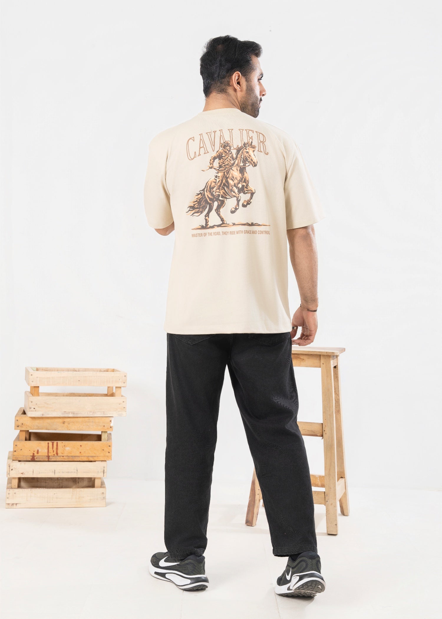 cotton jersey T Shirt in Cream