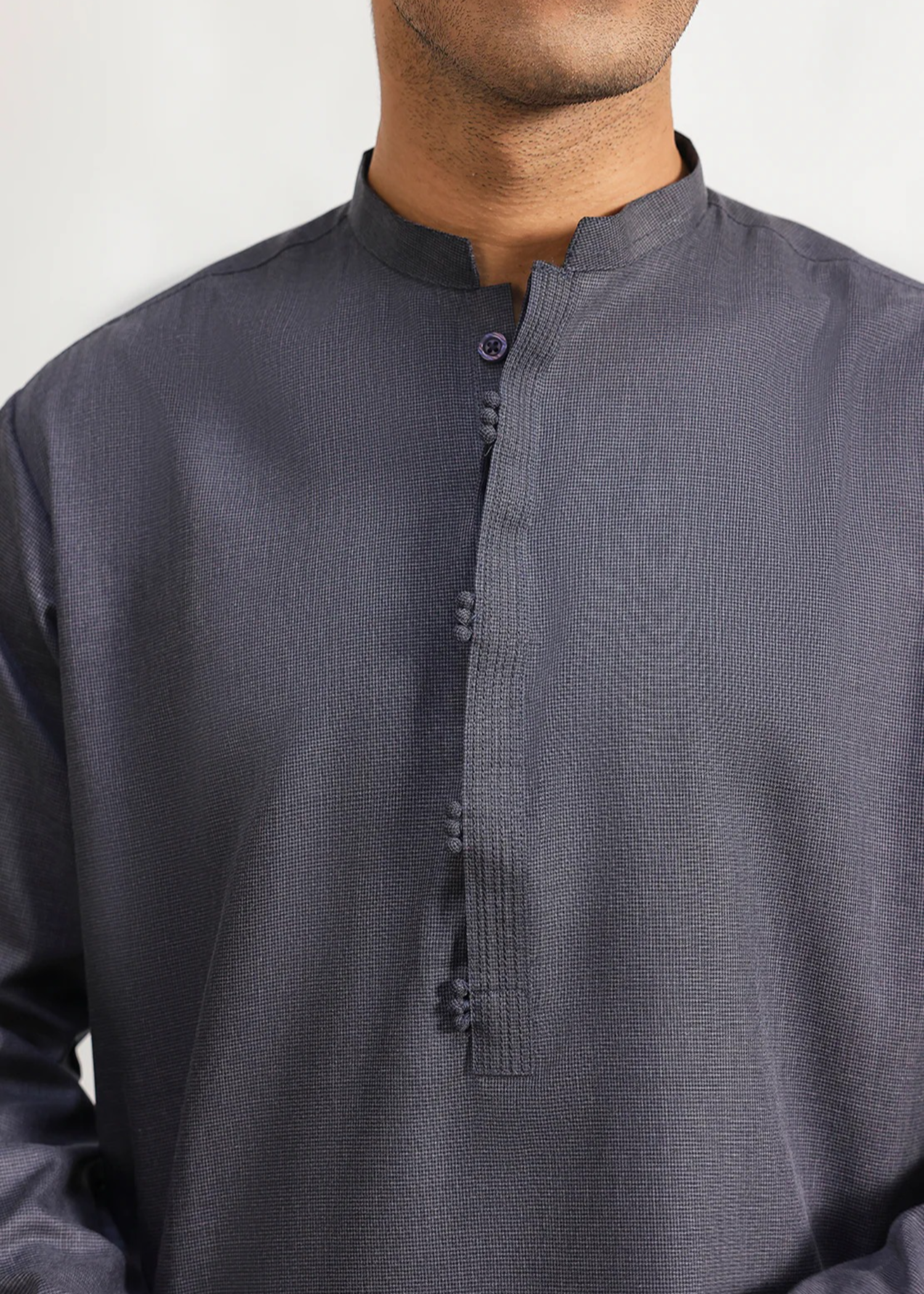 wash & wear Kurta Set in Charcoal by Ismail's -