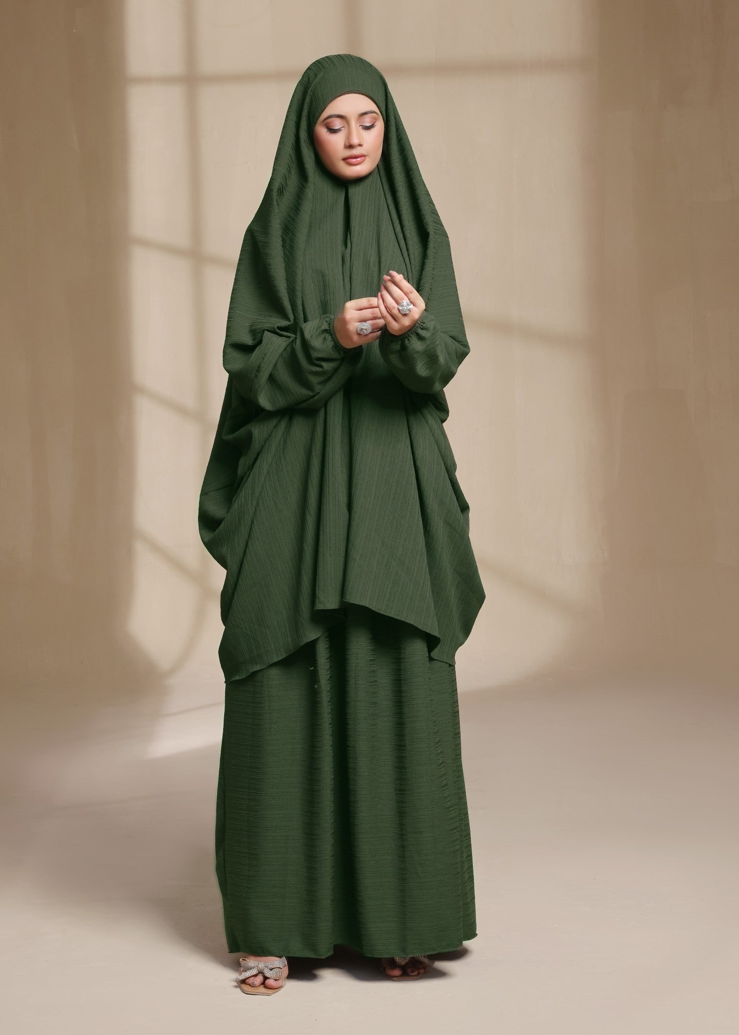 georgette Jilbab in Olive green
