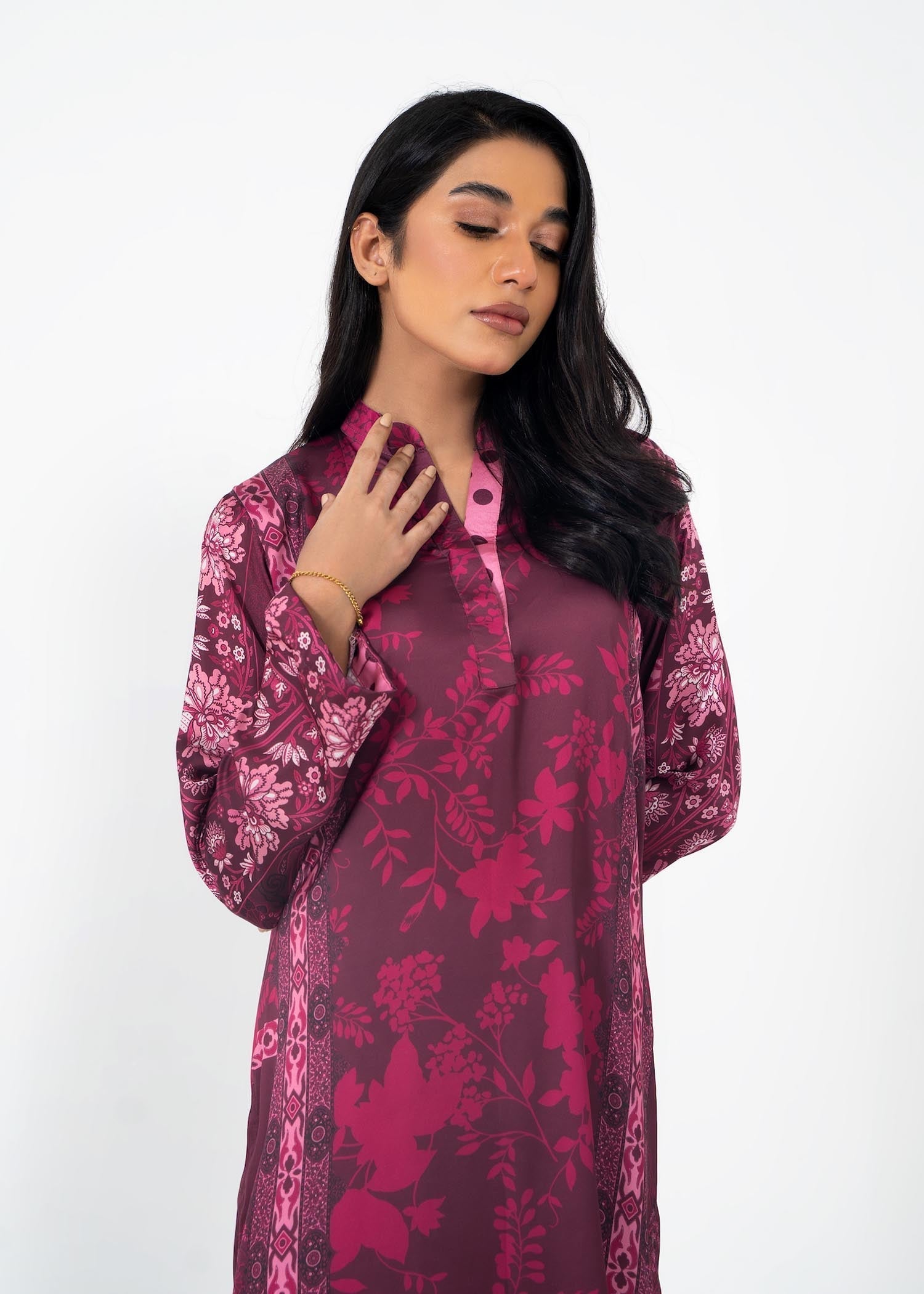 satin silk Kurti in Burgundy