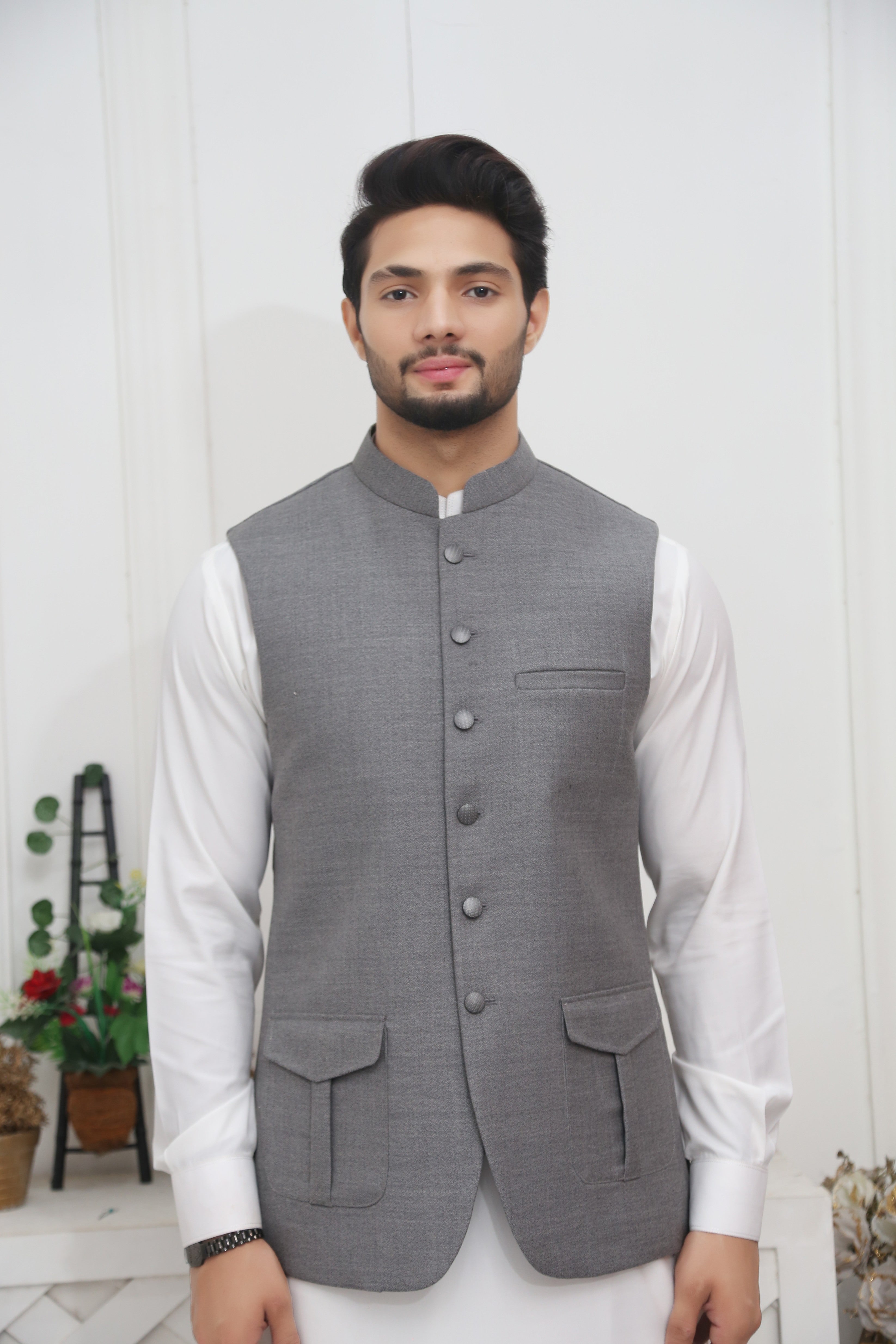 tropical Waistcoat in Silver