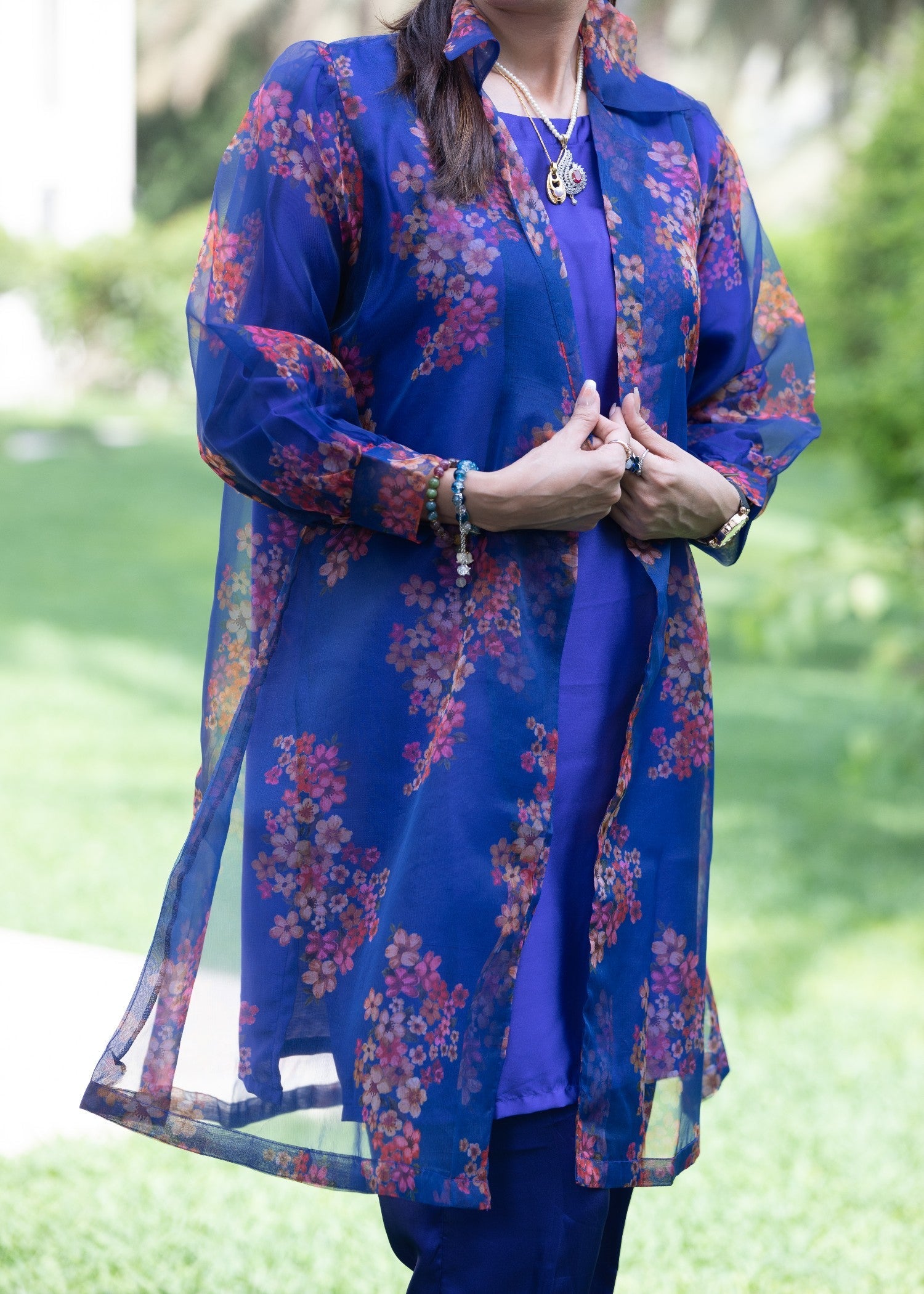 silk Gown in Dark blue