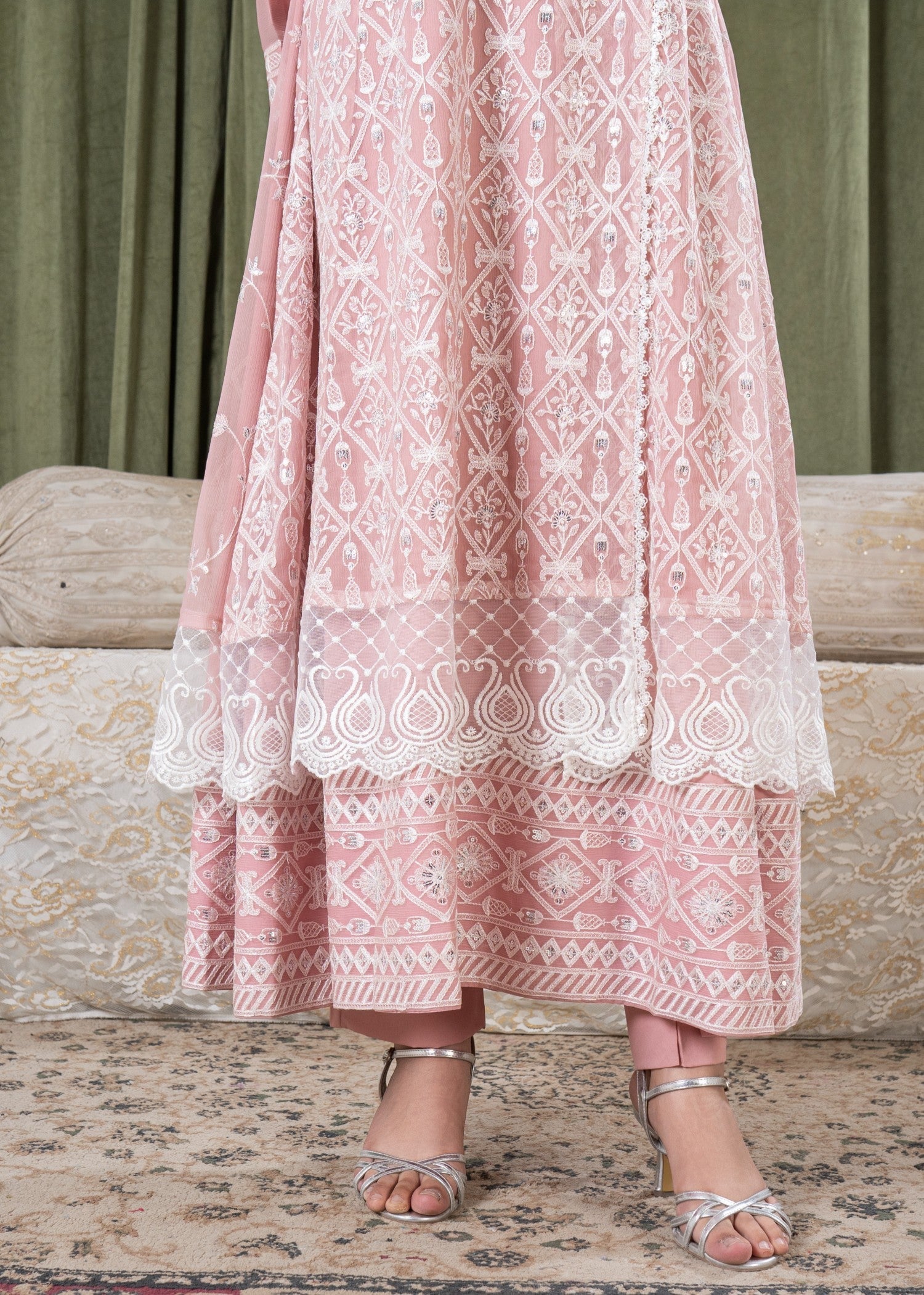 bemberg crinkle chiffon Maxi in Pink