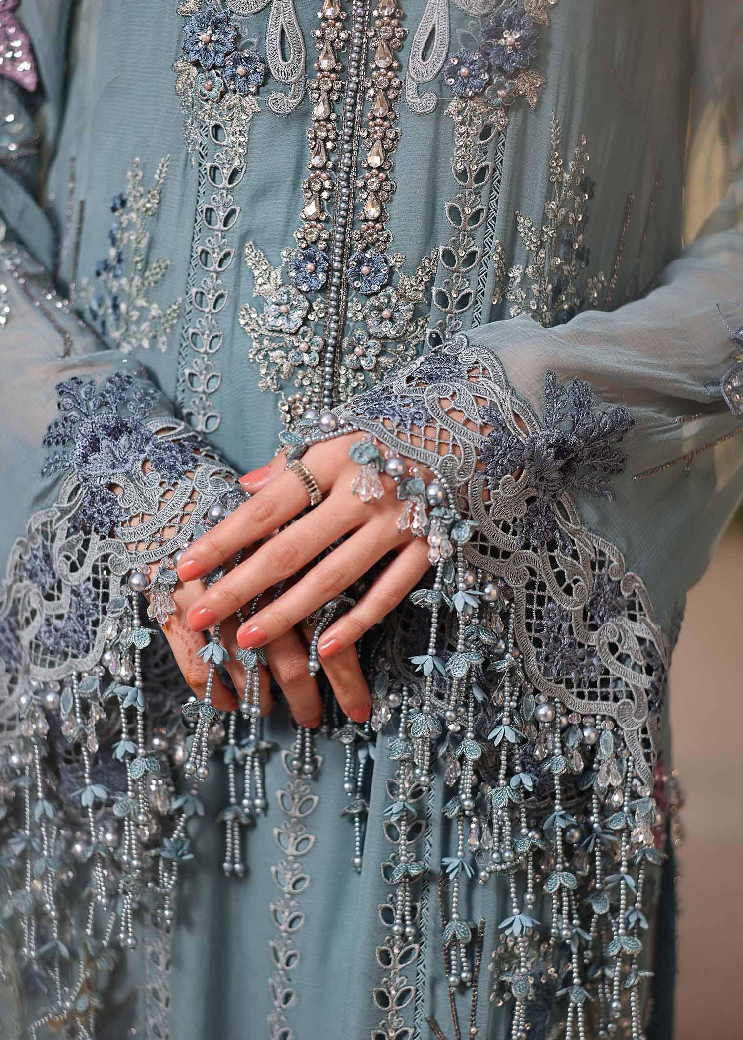 chiffon Unstitched in Light blue